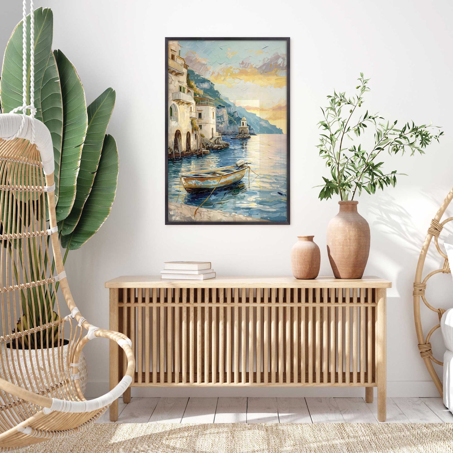 Drifting Boat at Sunset Art Print