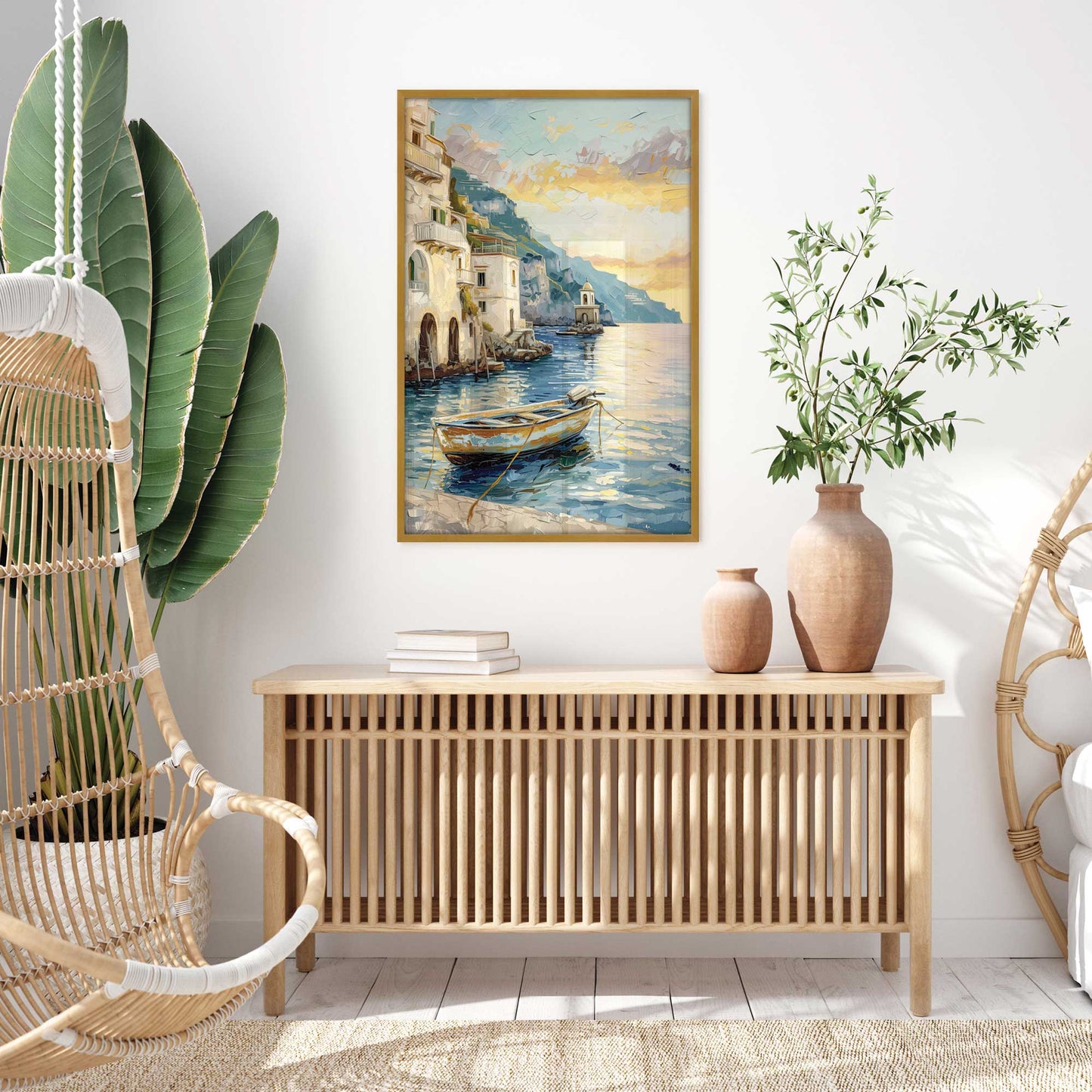 Drifting Boat at Sunset Art Print