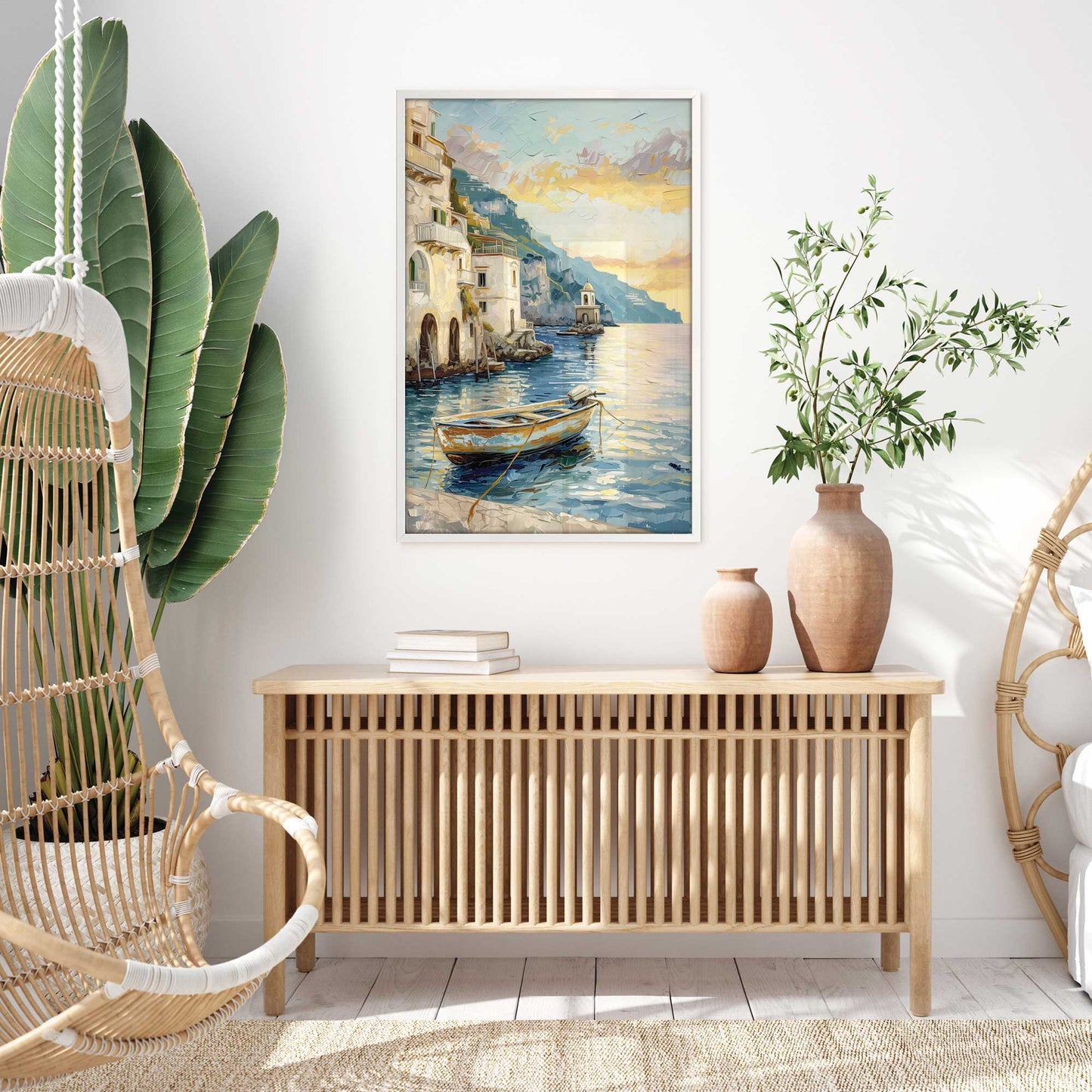 Drifting Boat at Sunset Art Print