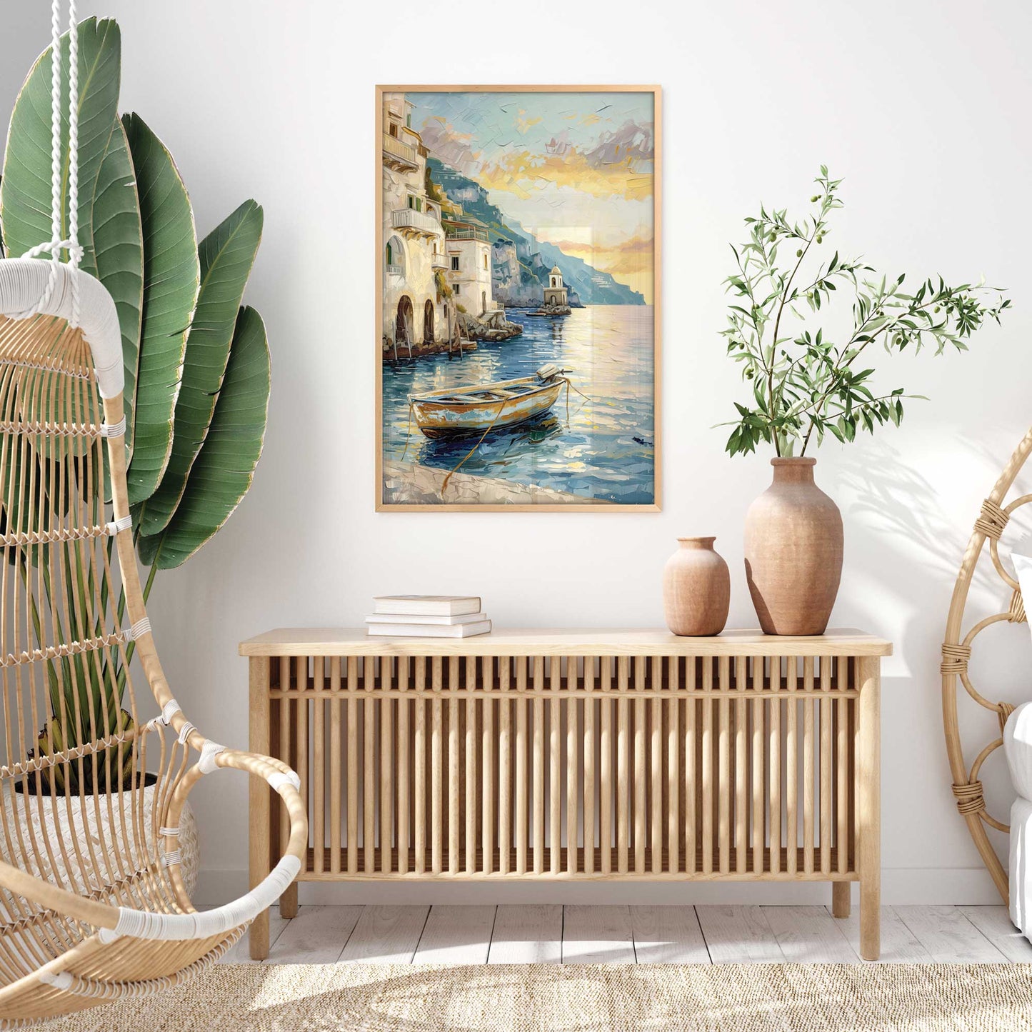 Drifting Boat at Sunset Art Print
