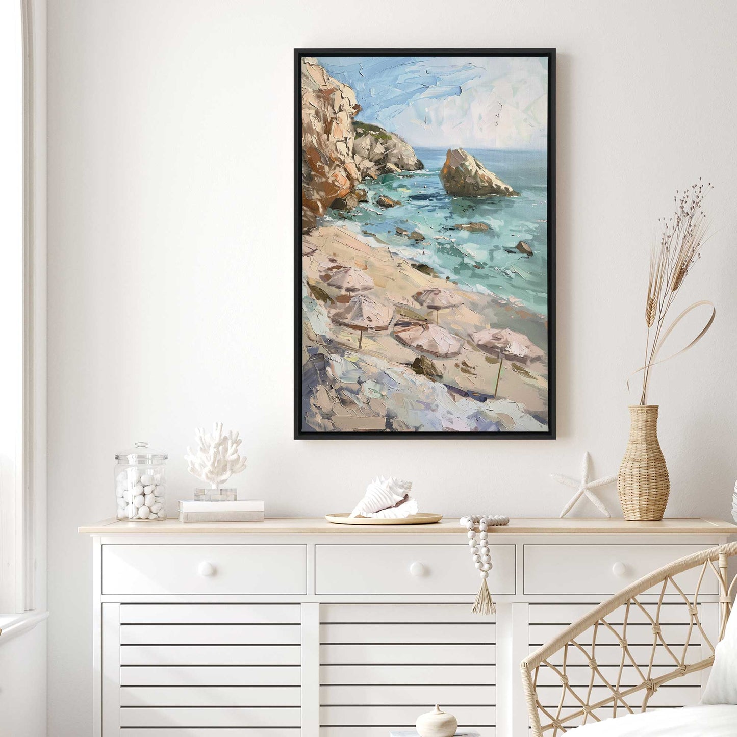 Umbrellas by the Rocks Canvas Print