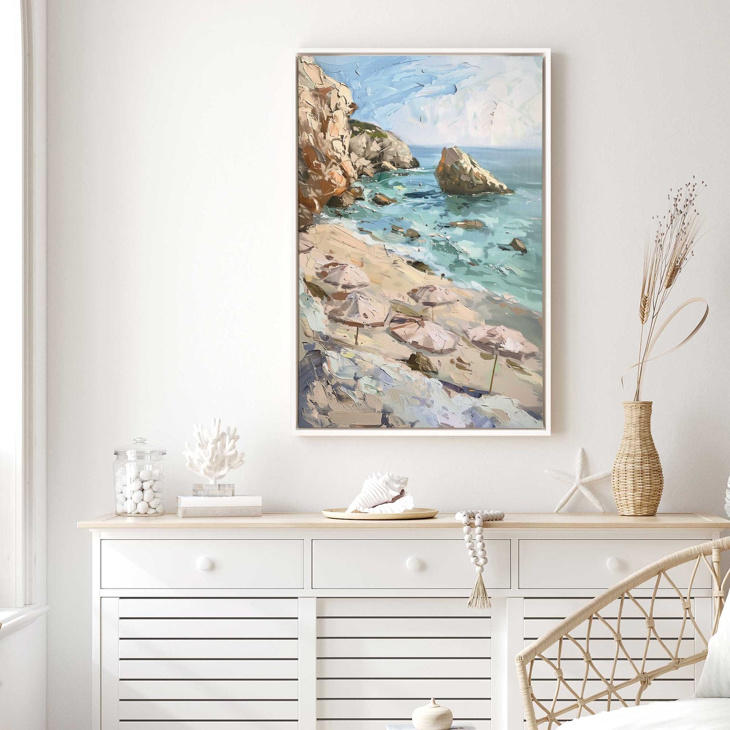 Umbrellas by the Rocks Canvas Print