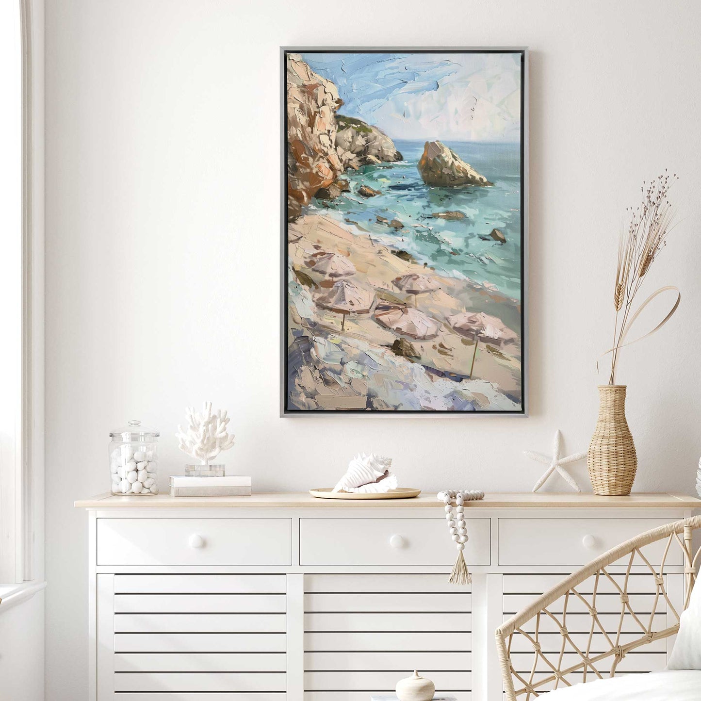Umbrellas by the Rocks Canvas Print