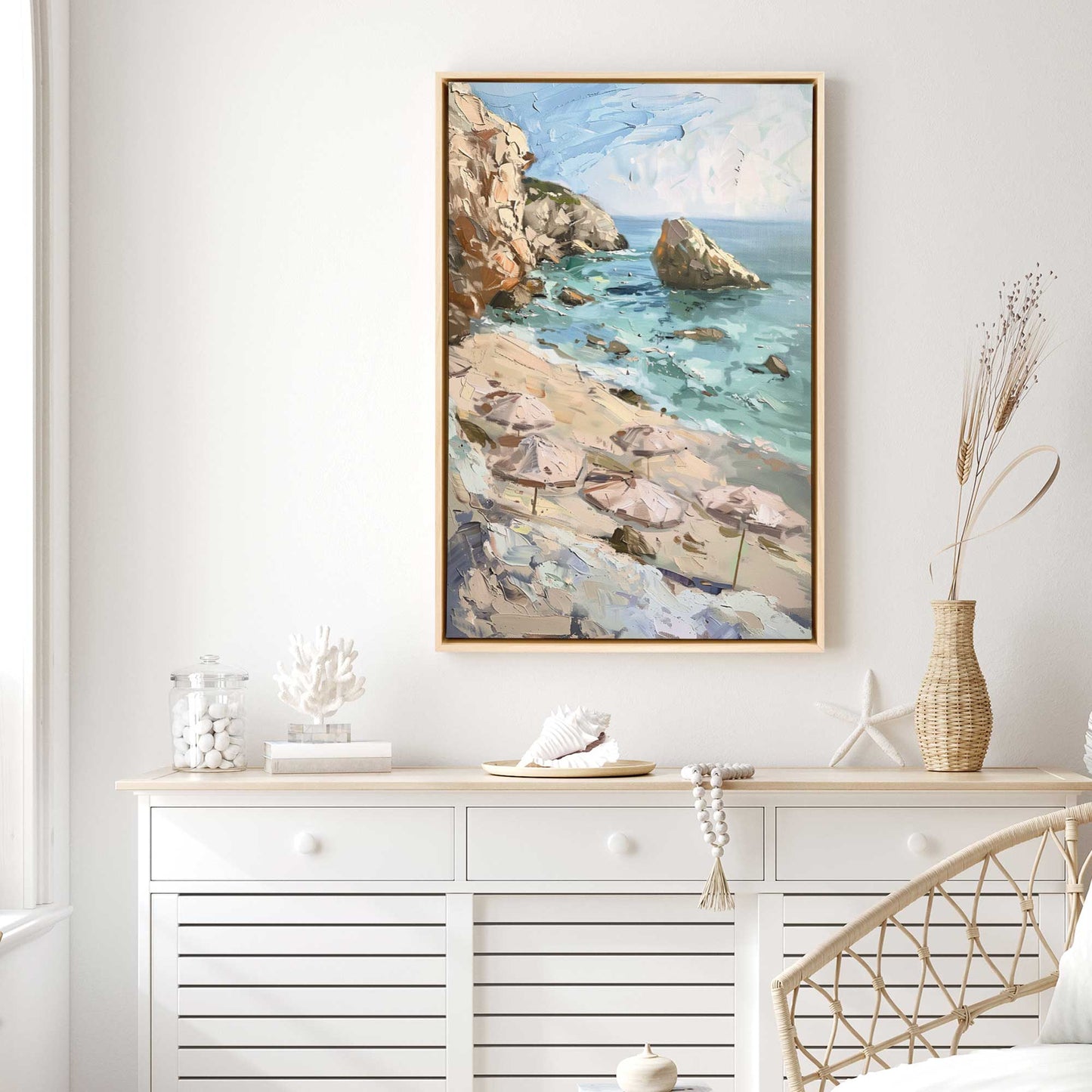 Umbrellas by the Rocks Canvas Print