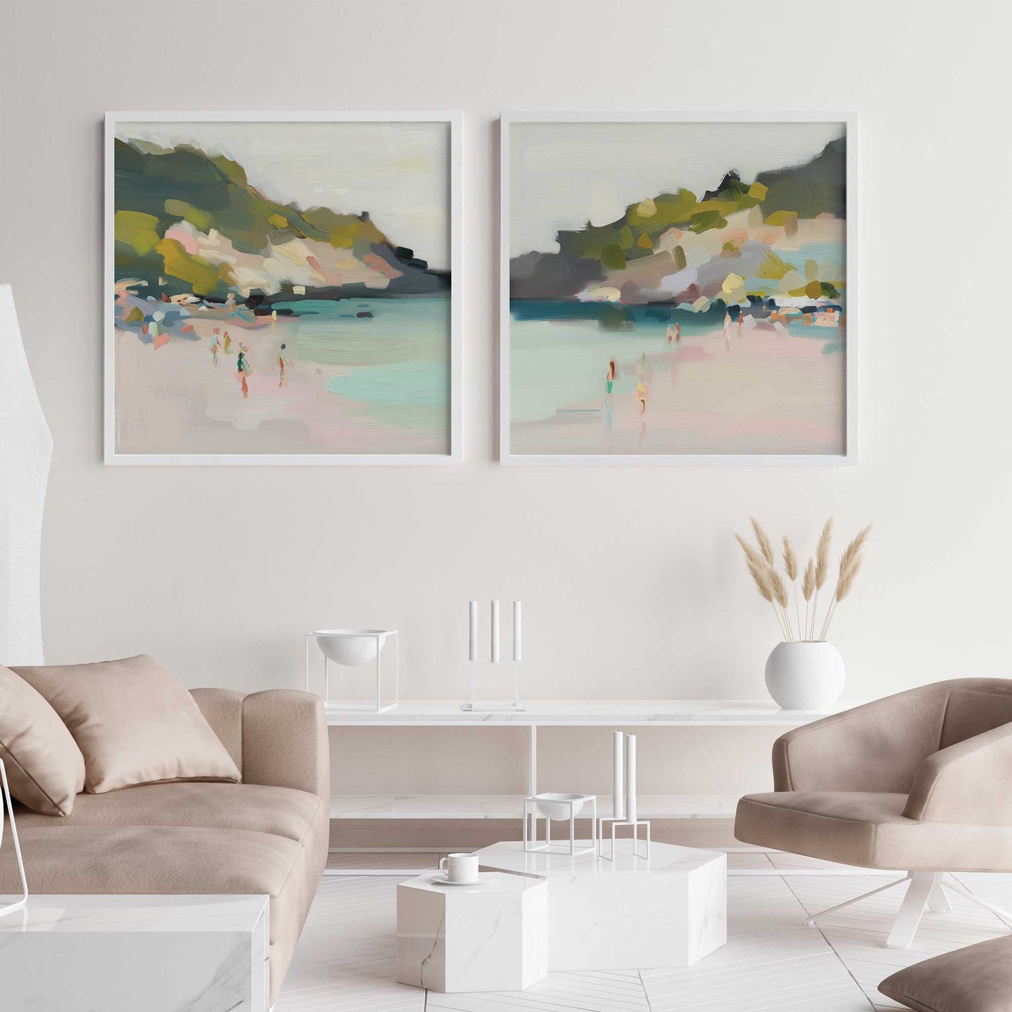 Pastel Beach Days Art Print, Set of 2