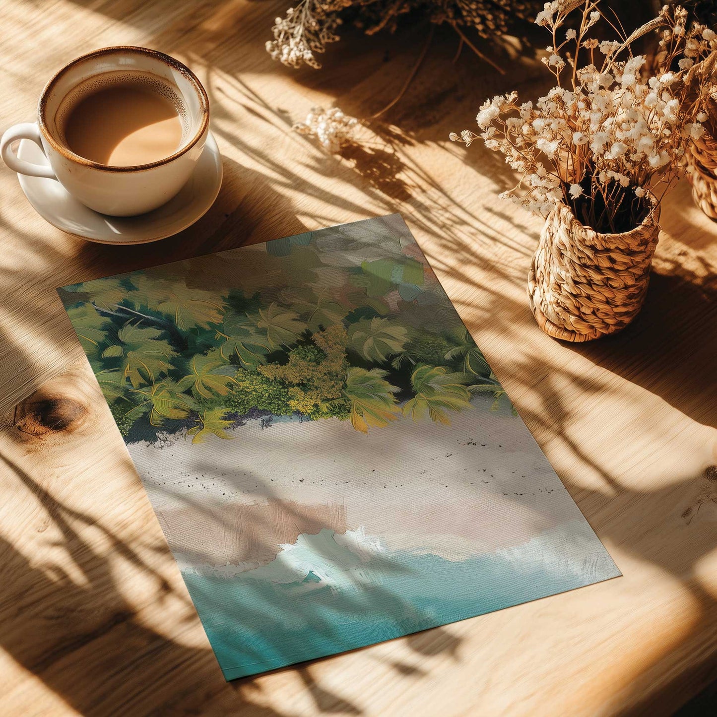 Tropical Coastline with Emerald Palms from Above Art Print