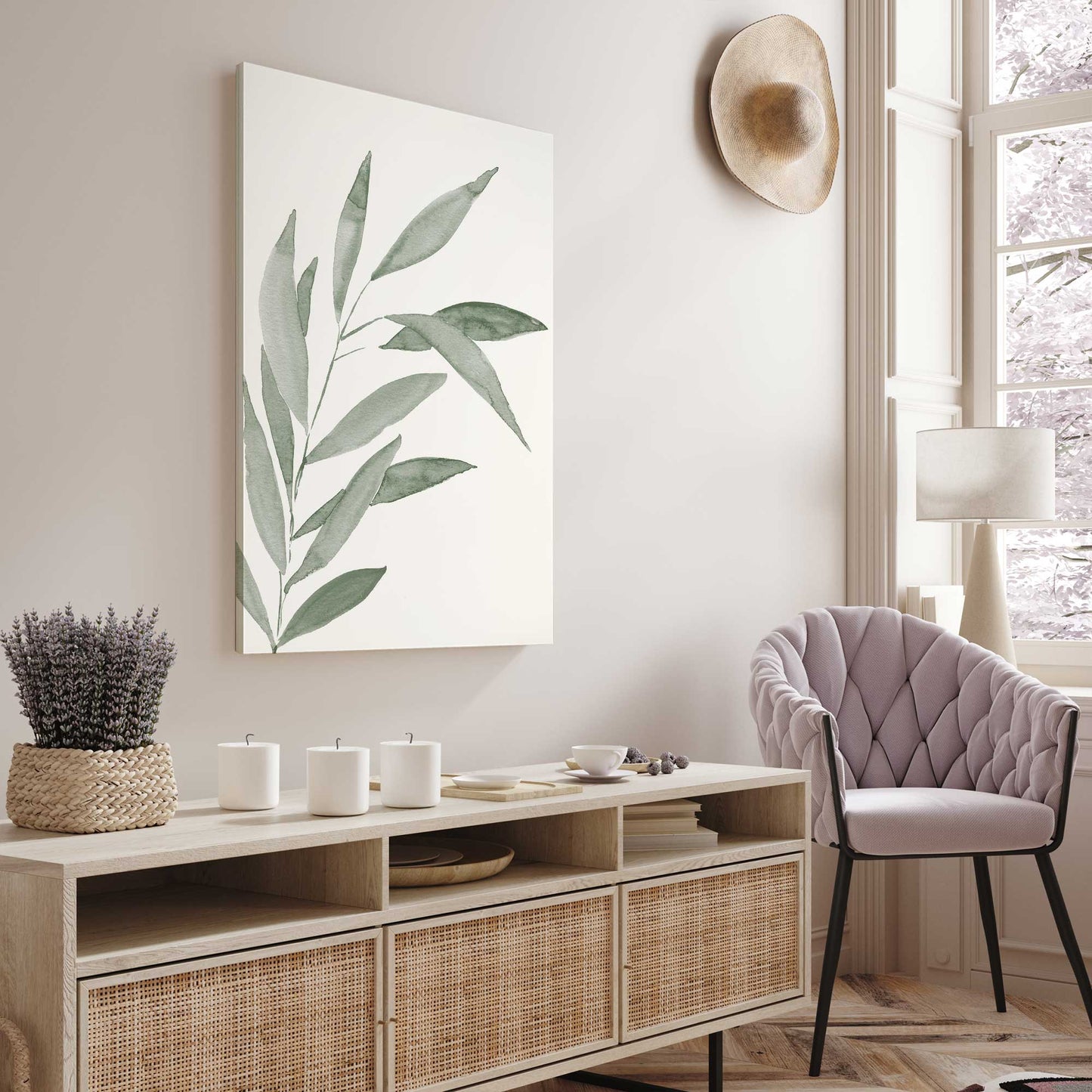 Soft Green Leaves I Canvas Print