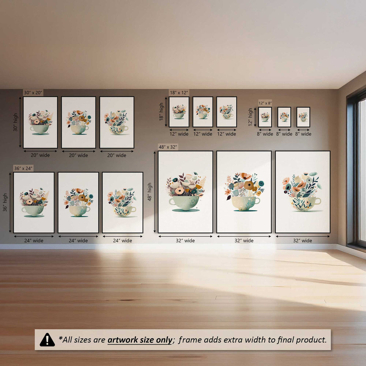 Happy Cups, Set of 3 Canvas Prints