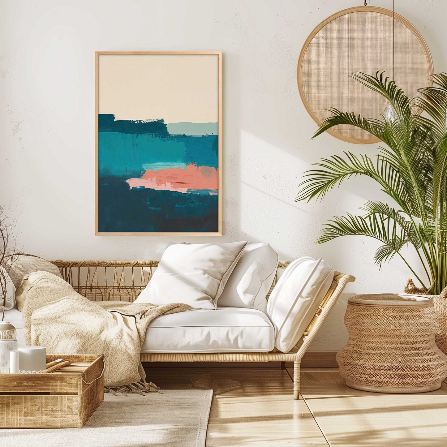 Pink and Blue Color Block II Art Print