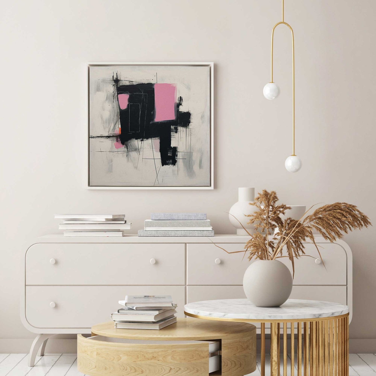 Pink and Black Energy I Canvas Print