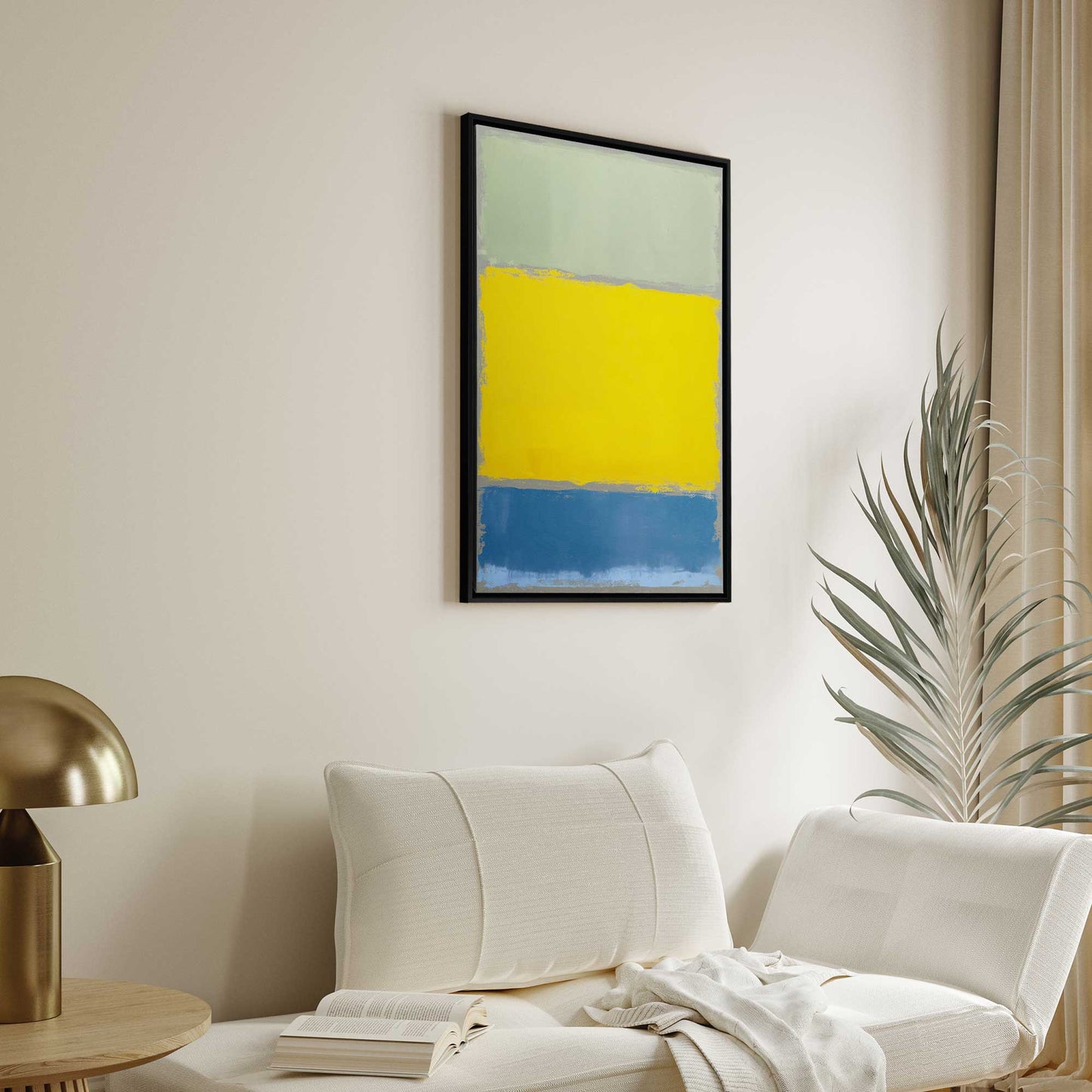 Sage and Yellow Abstract Blocks Canvas Print