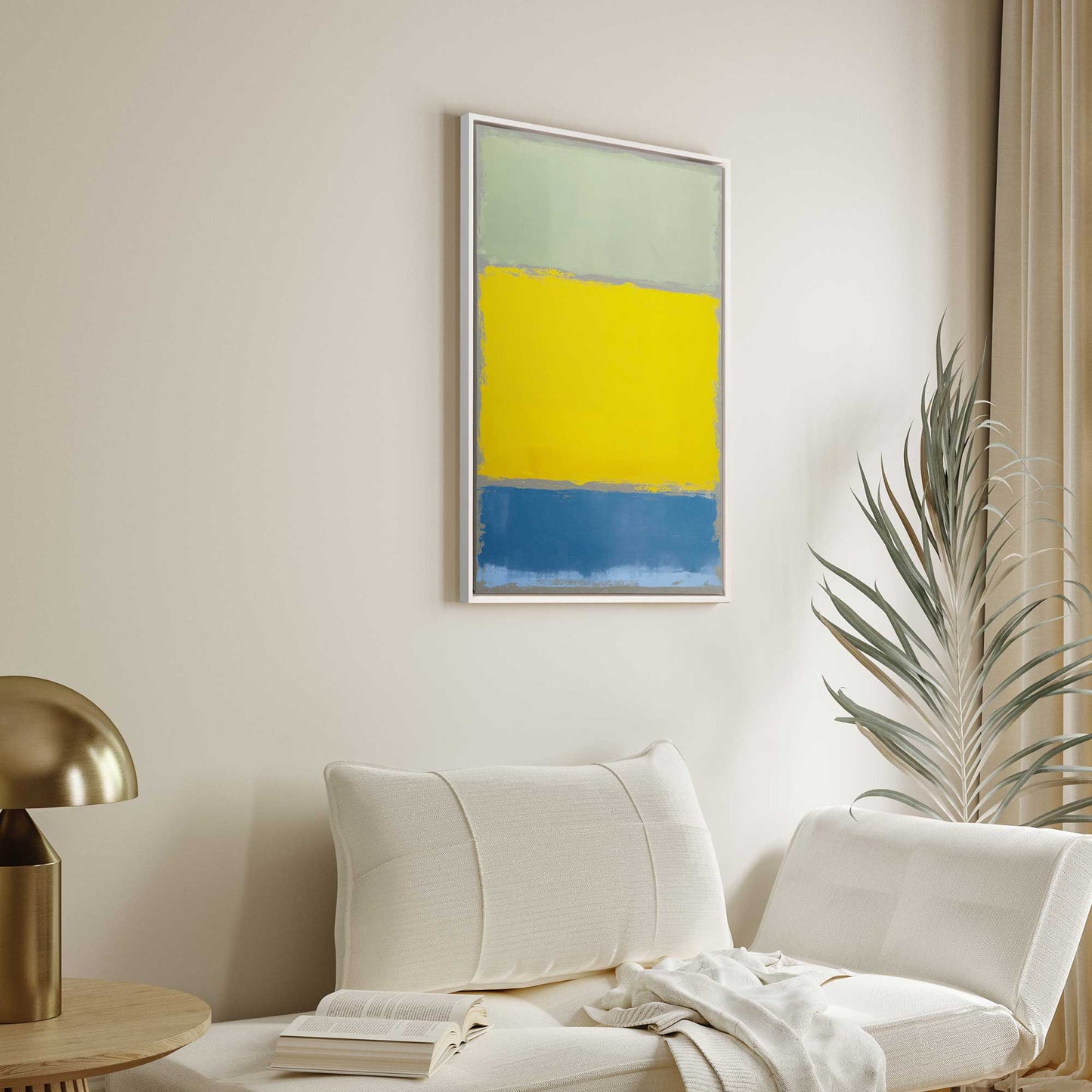 Sage and Yellow Abstract Blocks Canvas Print