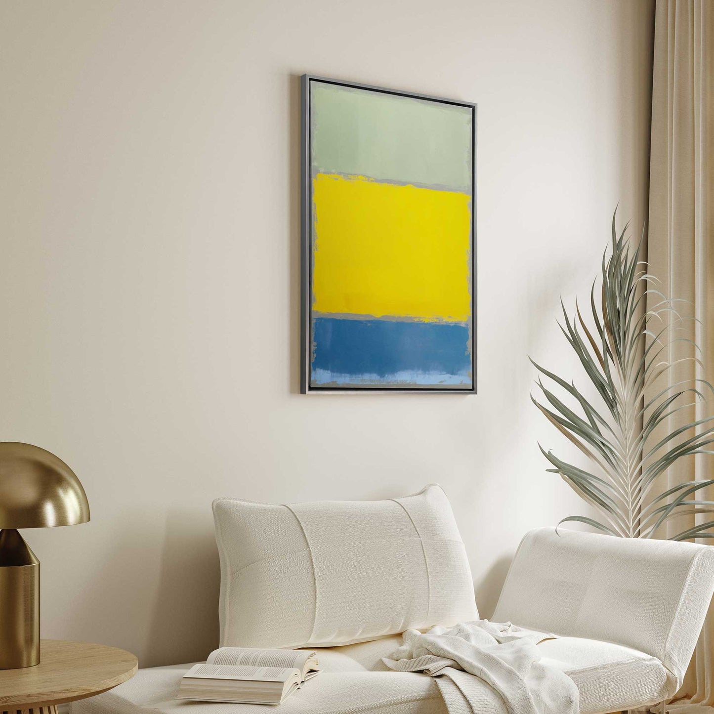 Sage and Yellow Abstract Blocks Canvas Print