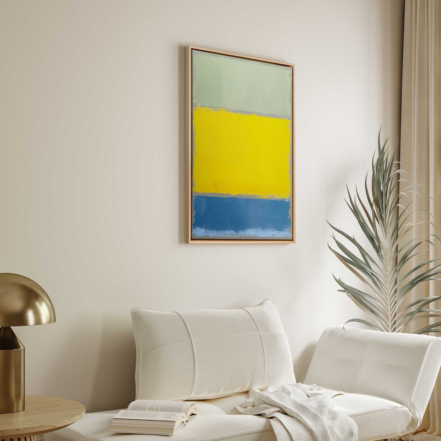 Sage and Yellow Abstract Blocks Canvas Print