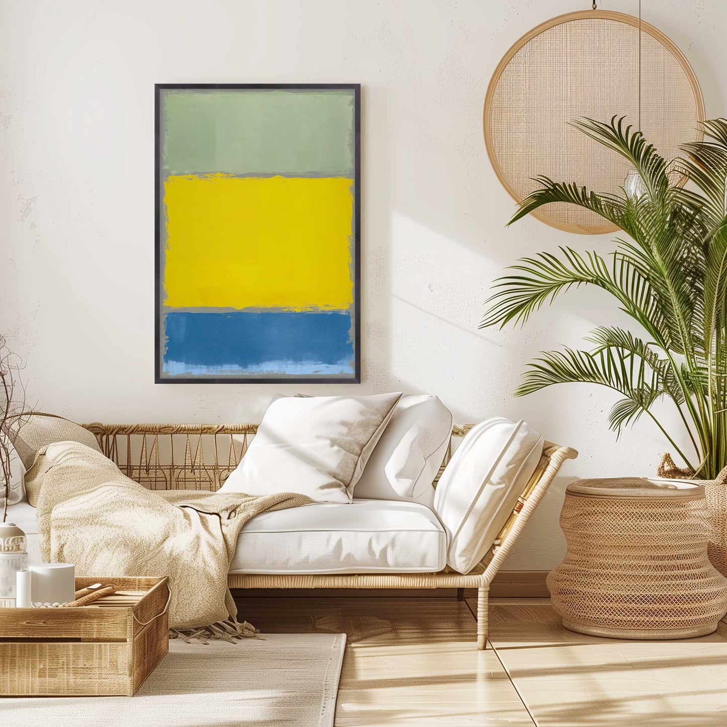 Sage and Yellow Abstract Blocks Art Print