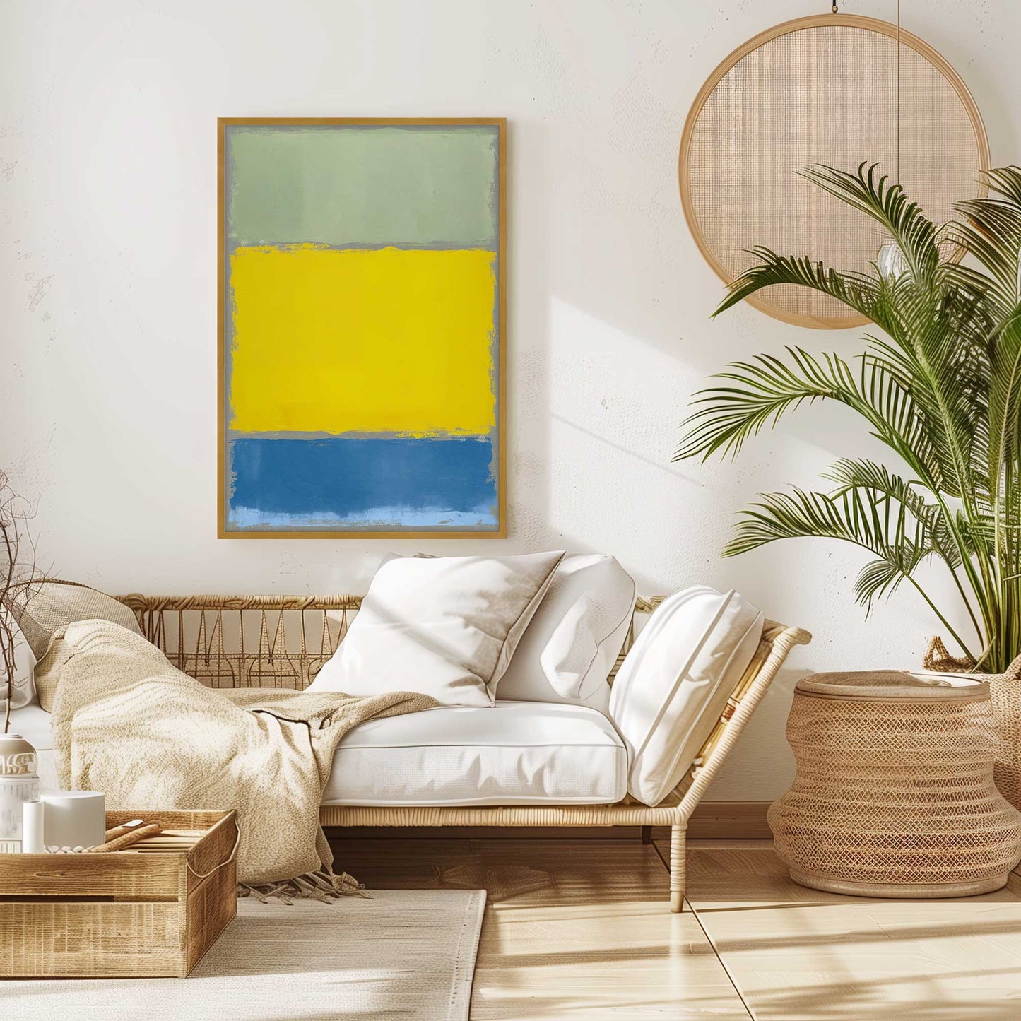 Sage and Yellow Abstract Blocks Art Print