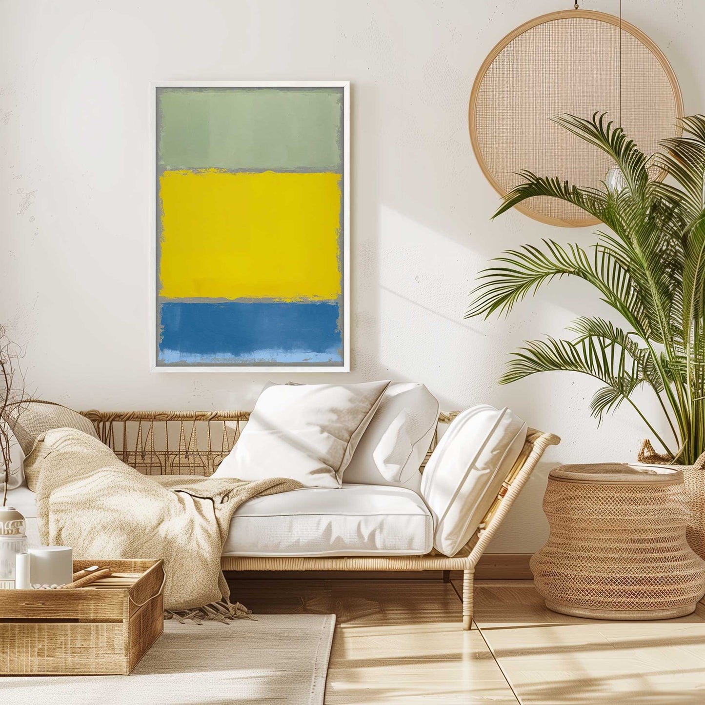 Sage and Yellow Abstract Blocks Art Print