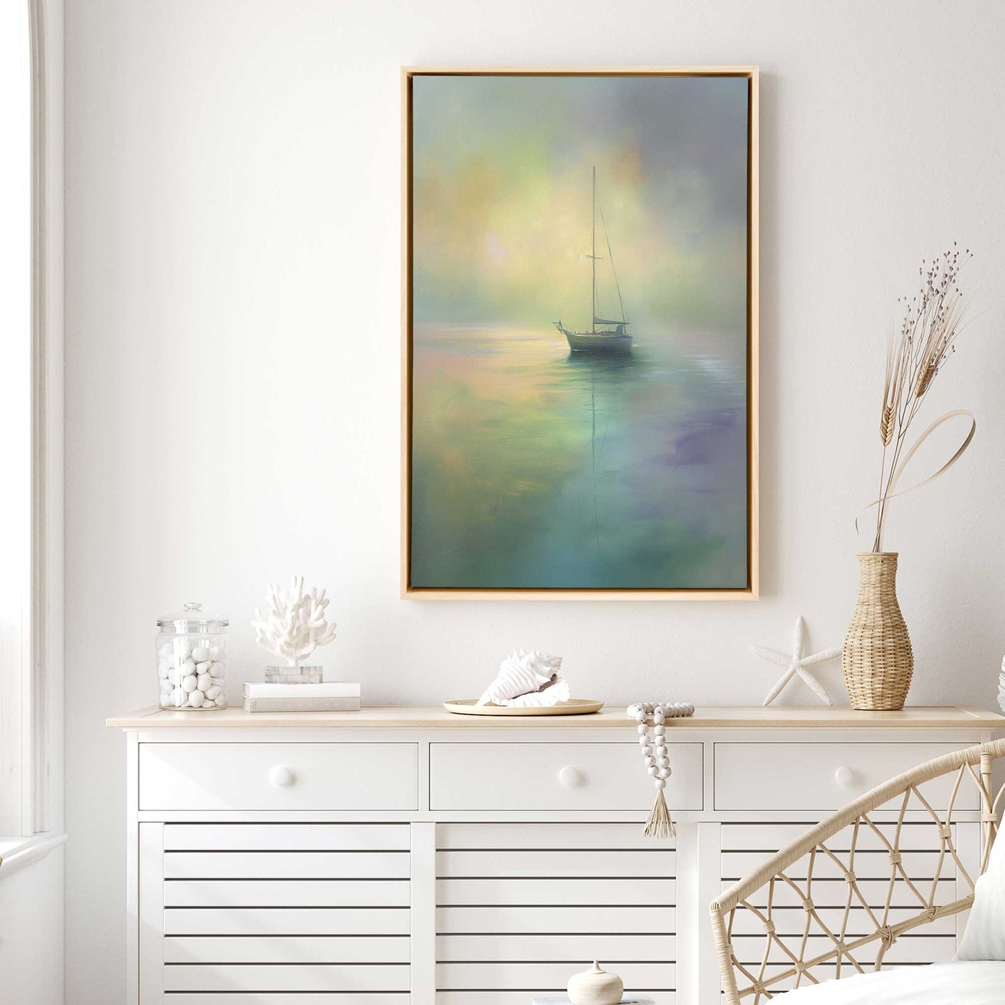 Foggy Morning Sailboat Canvas Print