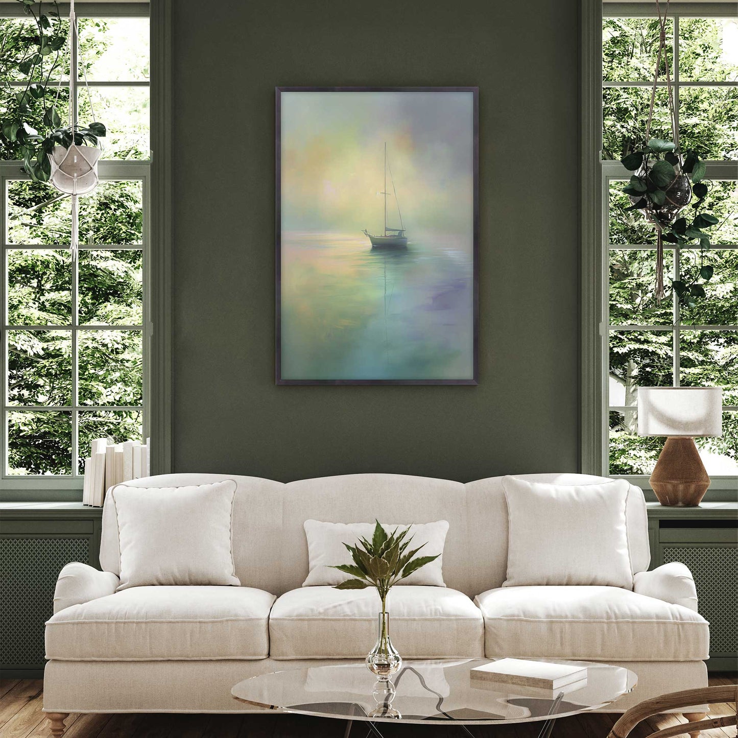 Foggy Morning Sailboat Art Print