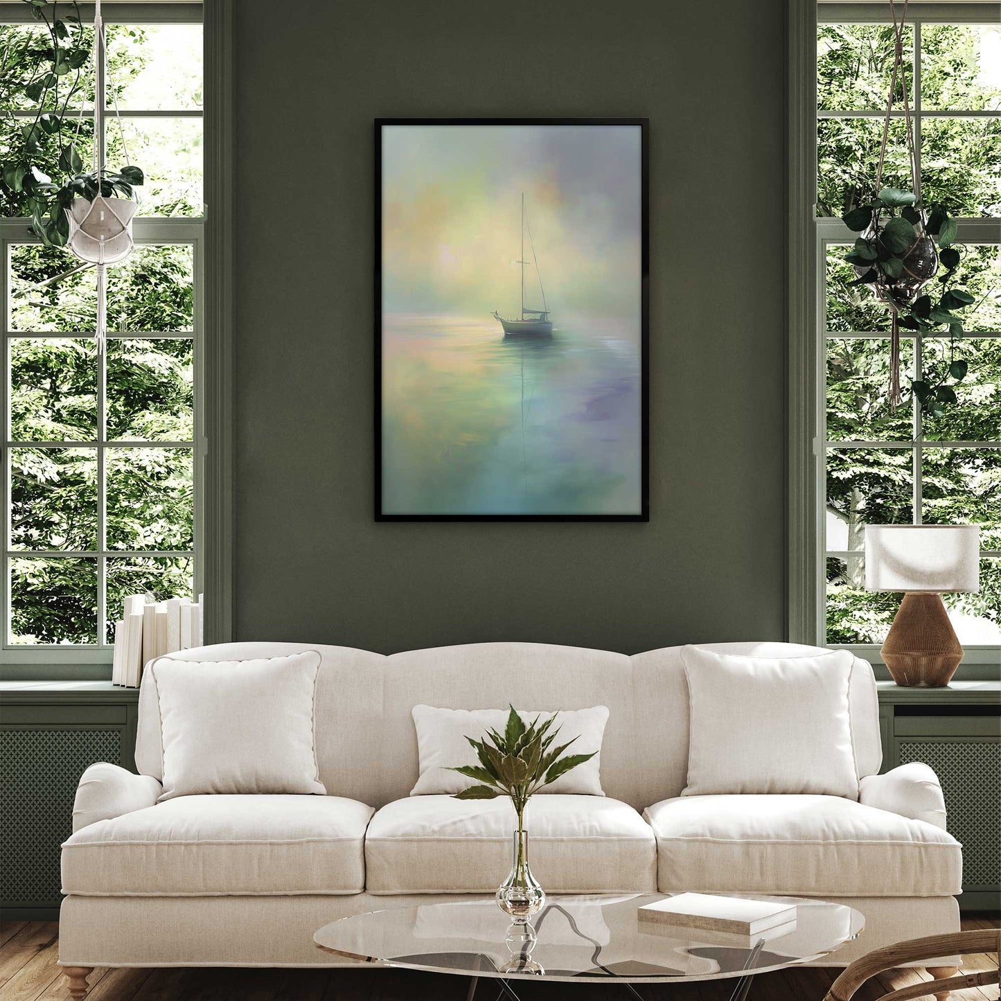 Foggy Morning Sailboat Art Print