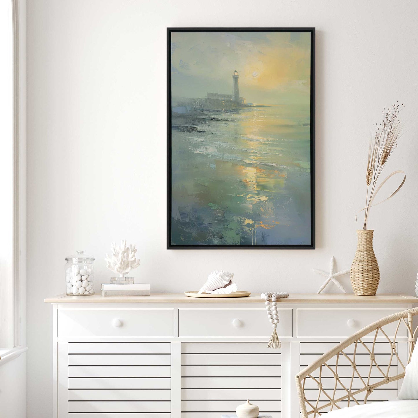 Foggy Morning Lighthouse Canvas Print