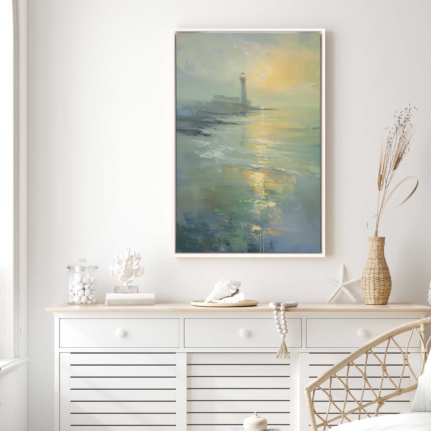 Foggy Morning Lighthouse Canvas Print
