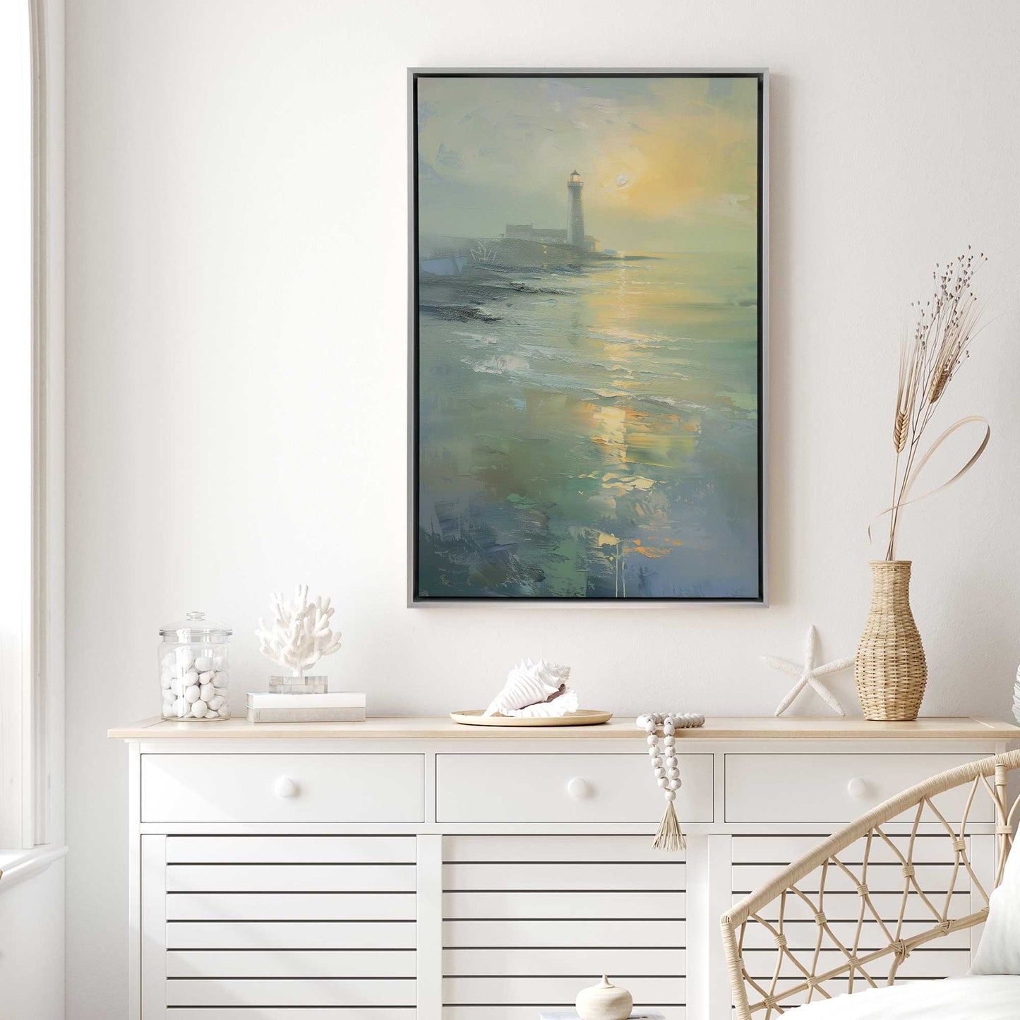 Foggy Morning Lighthouse Canvas Print