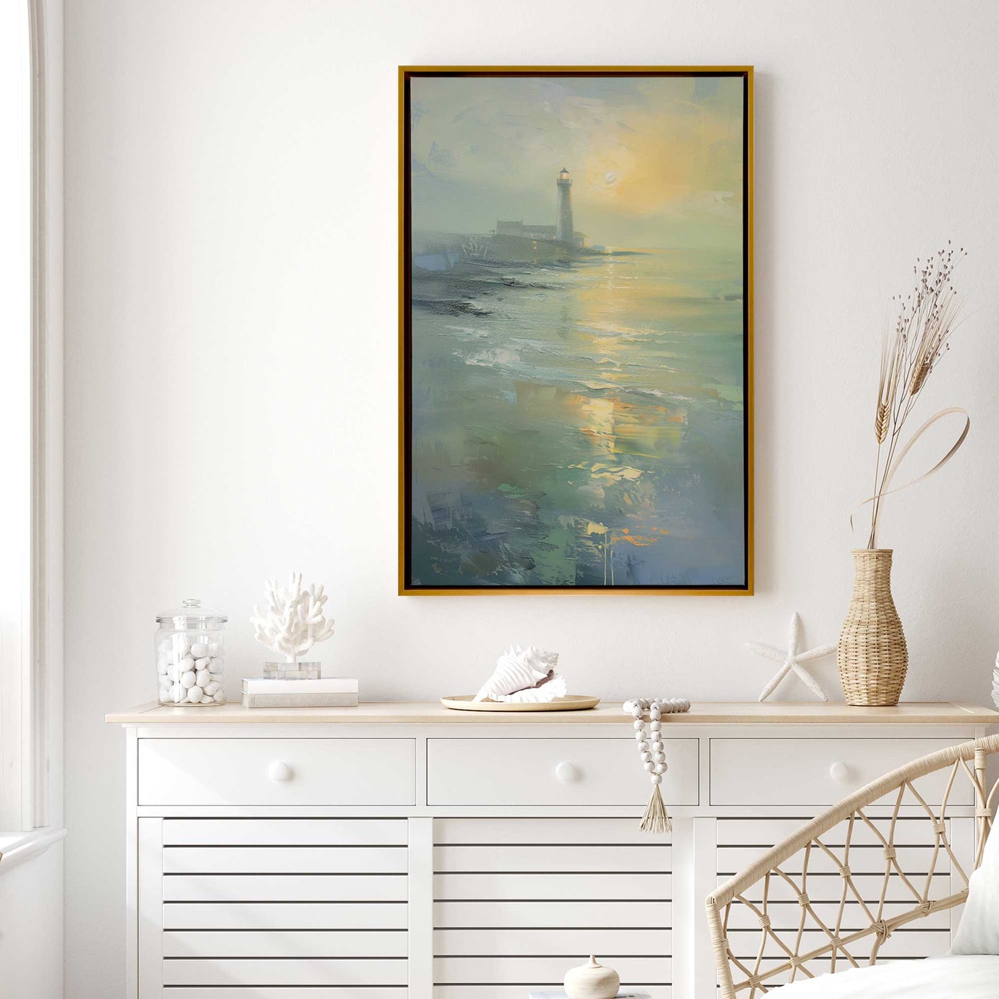 Foggy Morning Lighthouse Canvas Print