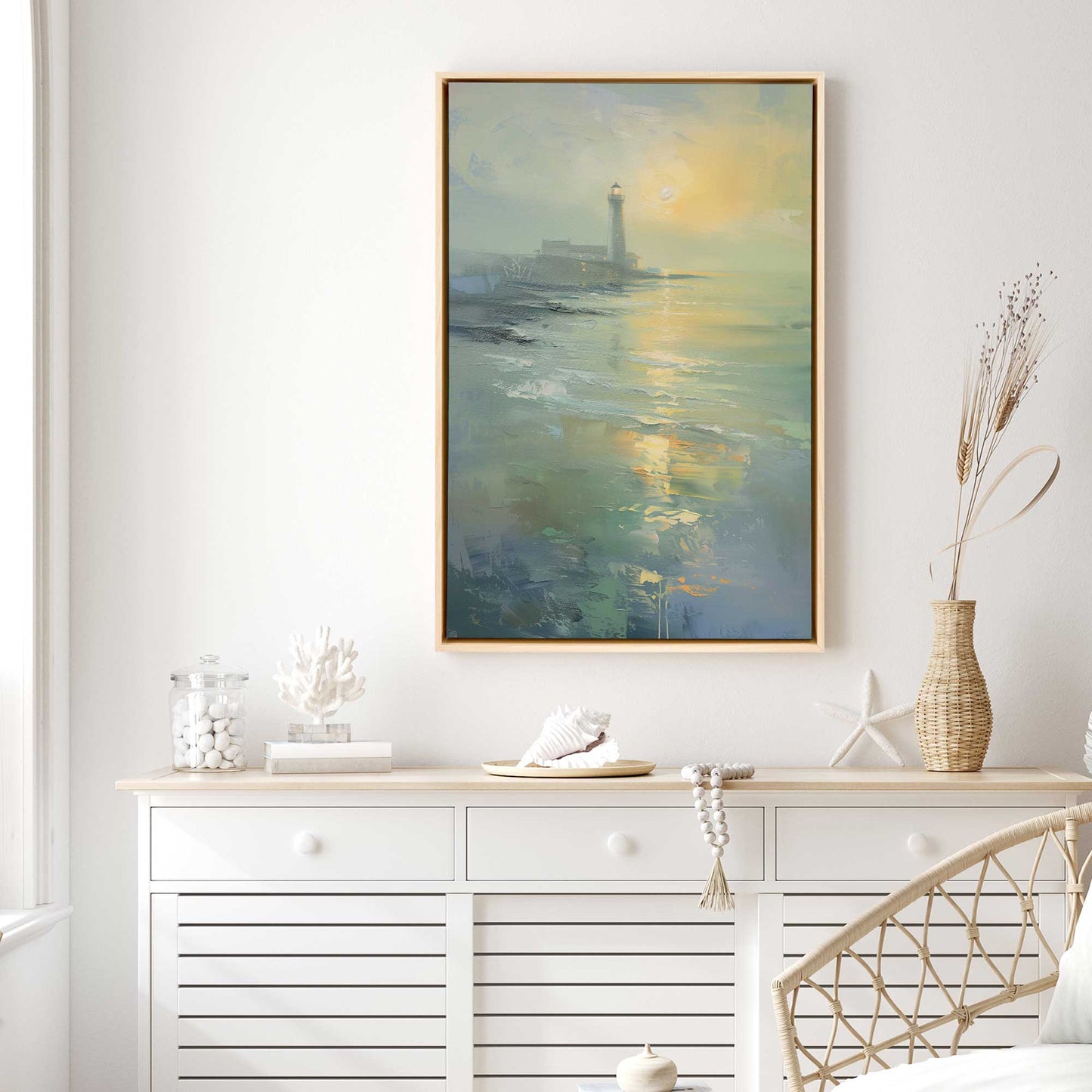 Foggy Morning Lighthouse Canvas Print