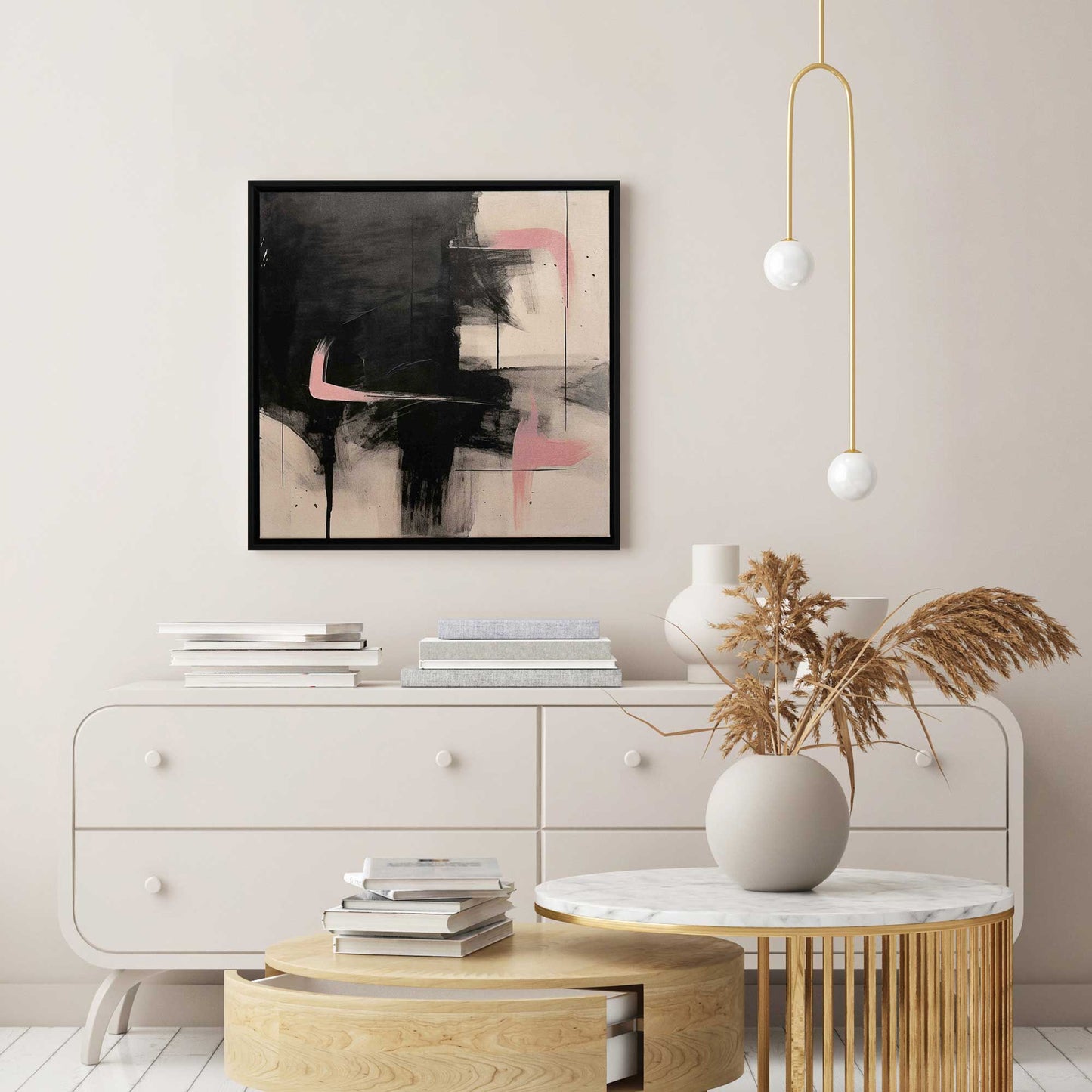 Black and Pink Echoes I Canvas Print