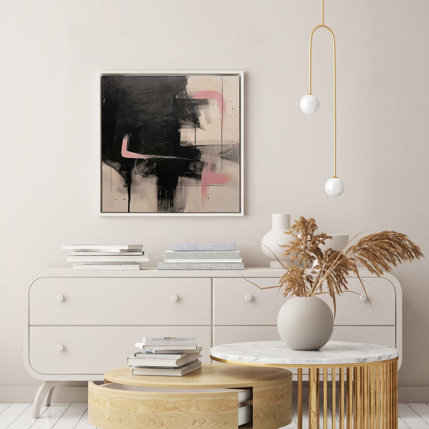 Black and Pink Echoes I Canvas Print