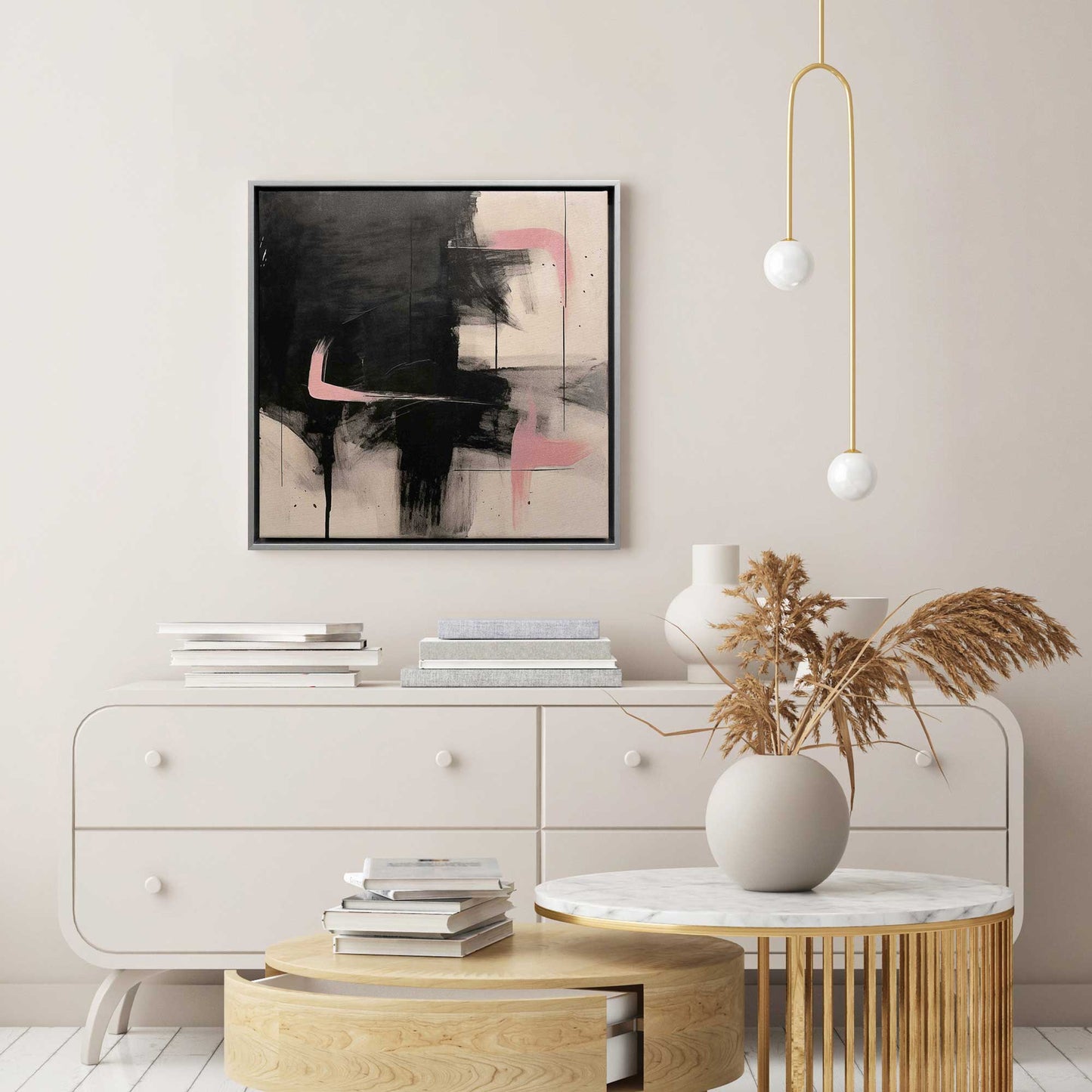 Black and Pink Echoes I Canvas Print
