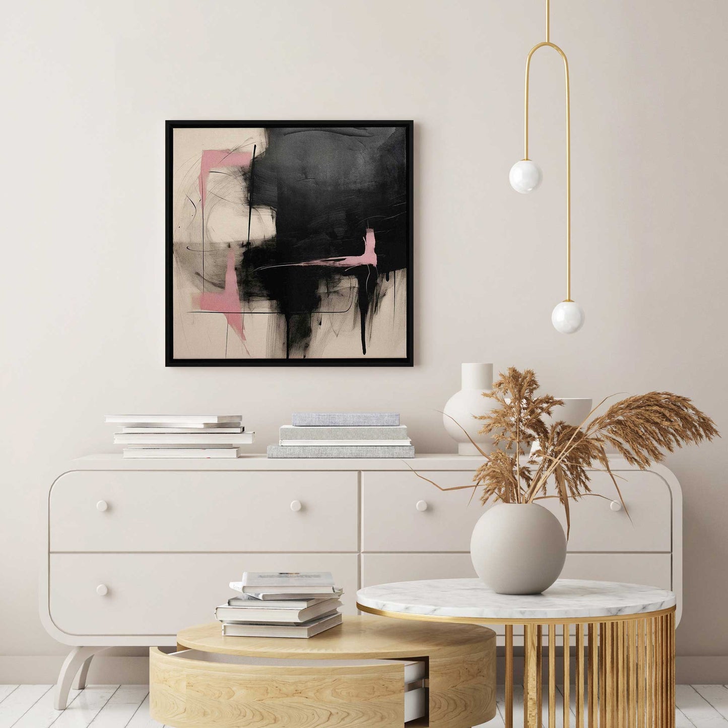 Black and Pink Echoes II Canvas Print