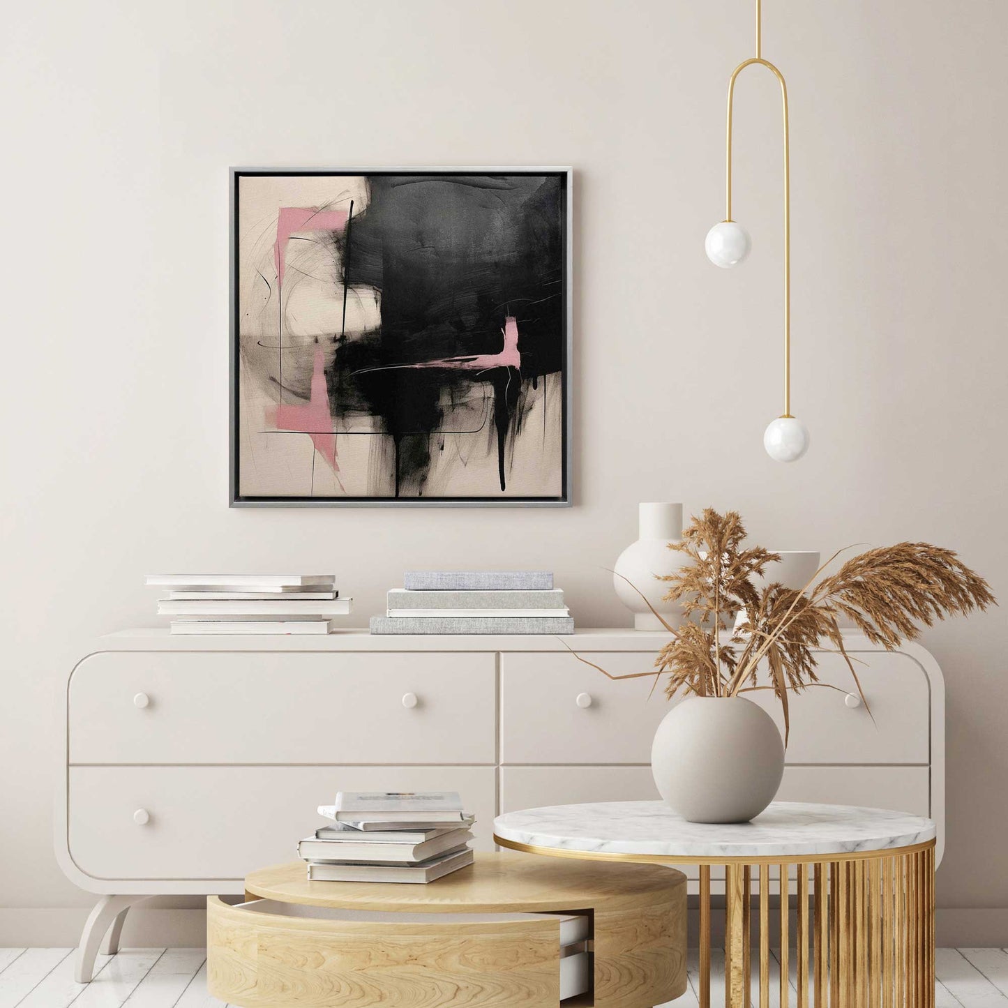 Black and Pink Echoes II Canvas Print