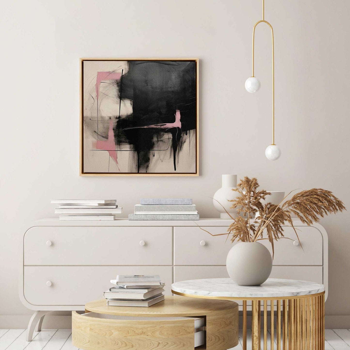 Black and Pink Echoes II Canvas Print