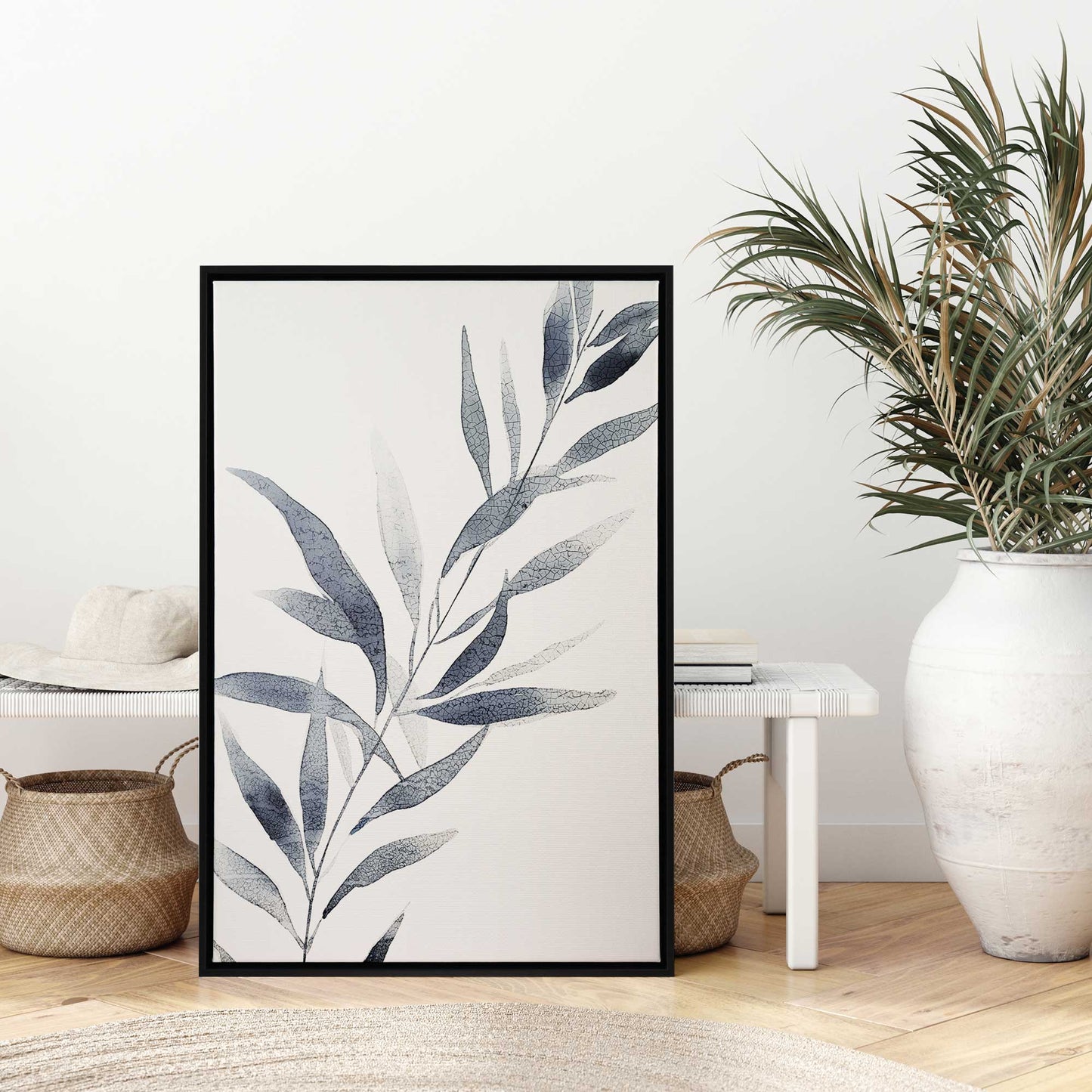 Soft Blue Leaves I Canvas Print