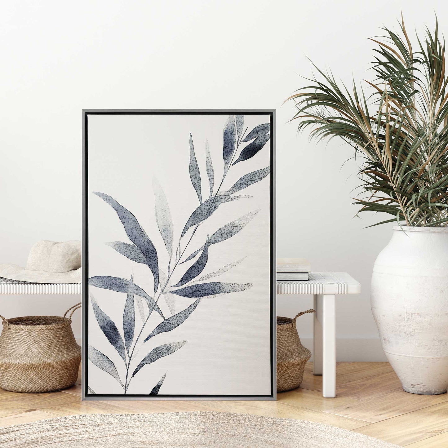 Soft Blue Leaves I Canvas Print