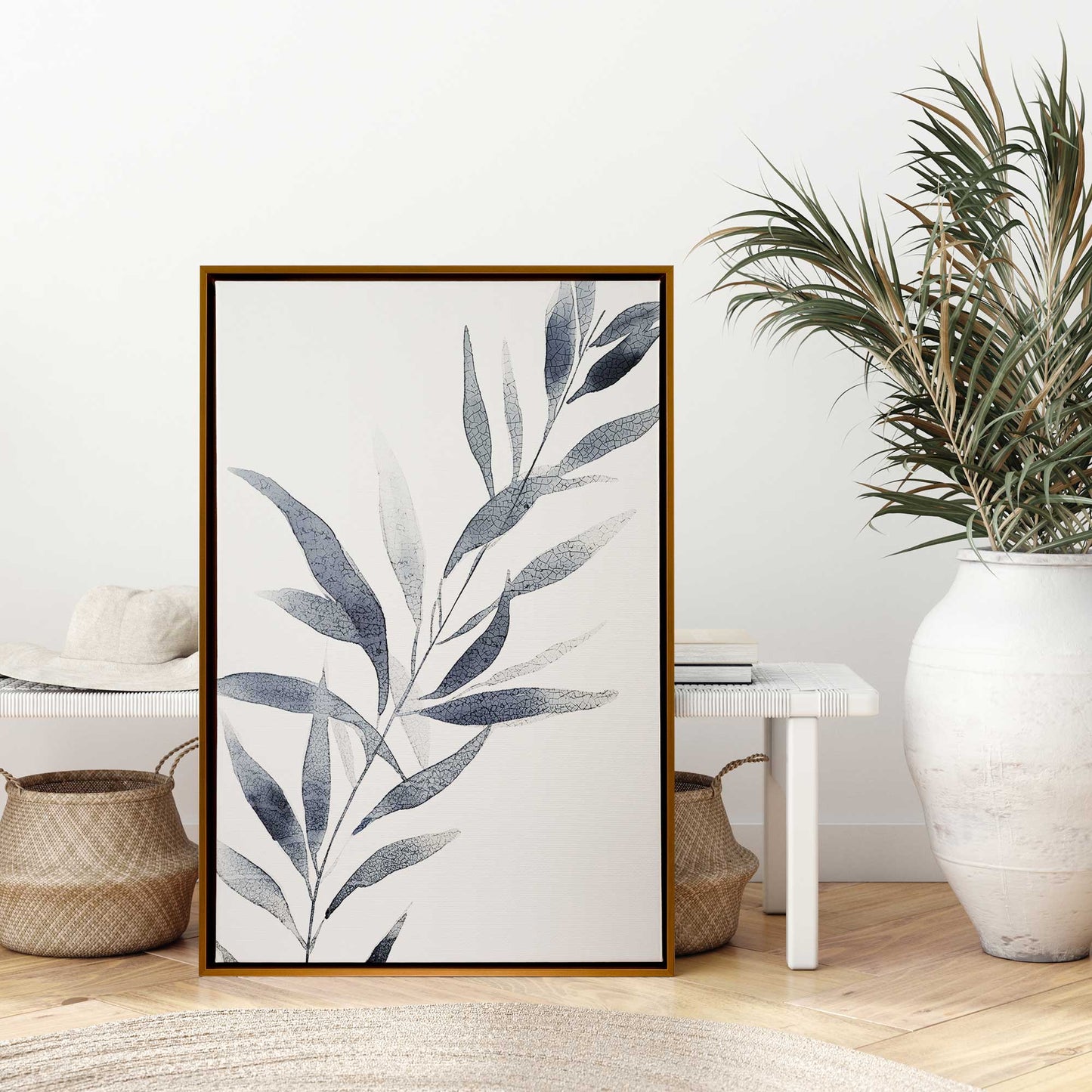 Soft Blue Leaves I Canvas Print