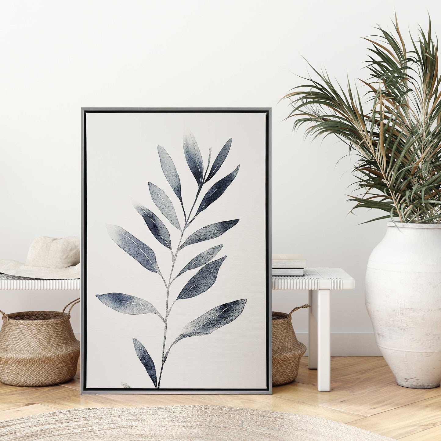Soft Blue Leaves II Canvas Print