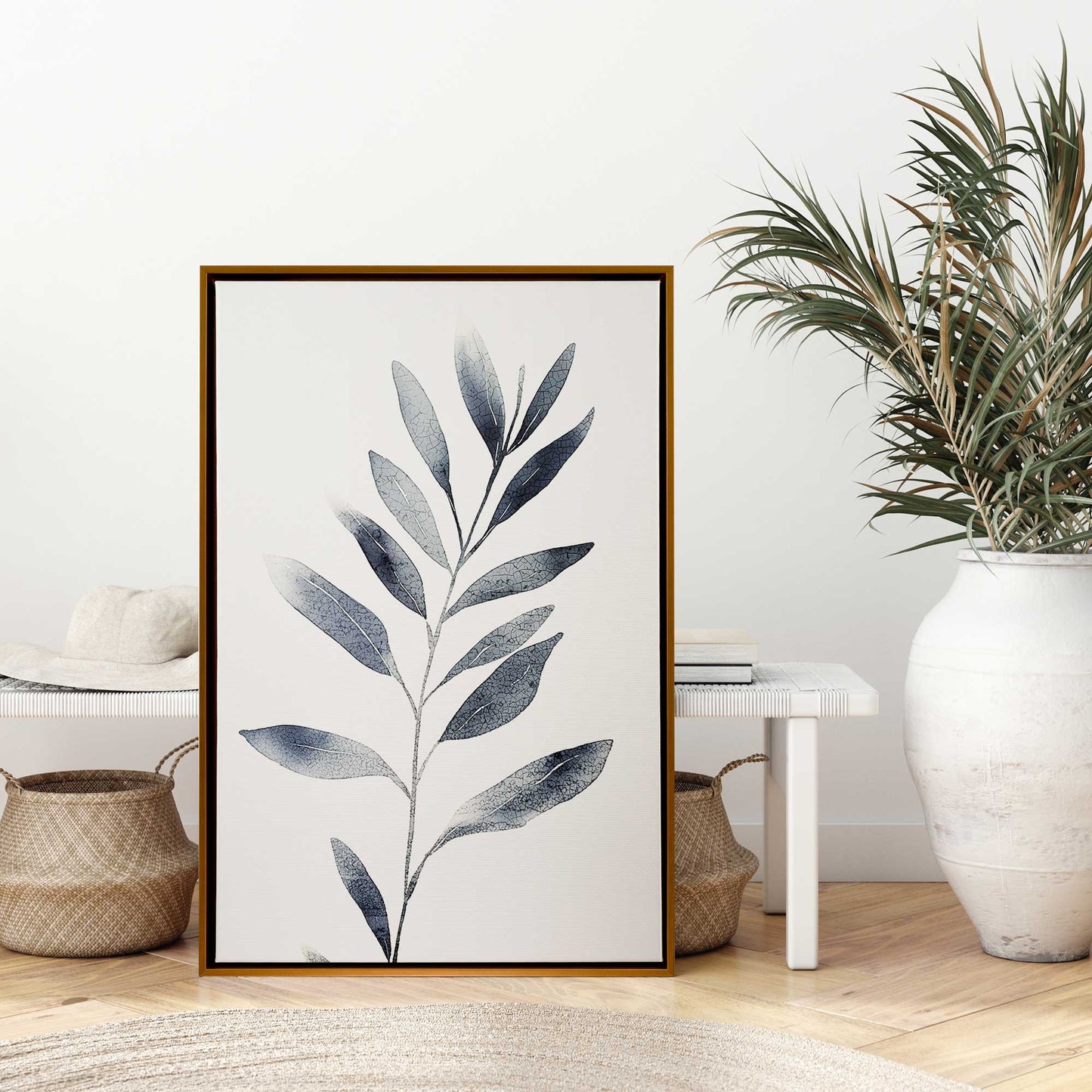 Soft Blue Leaves II Canvas Print