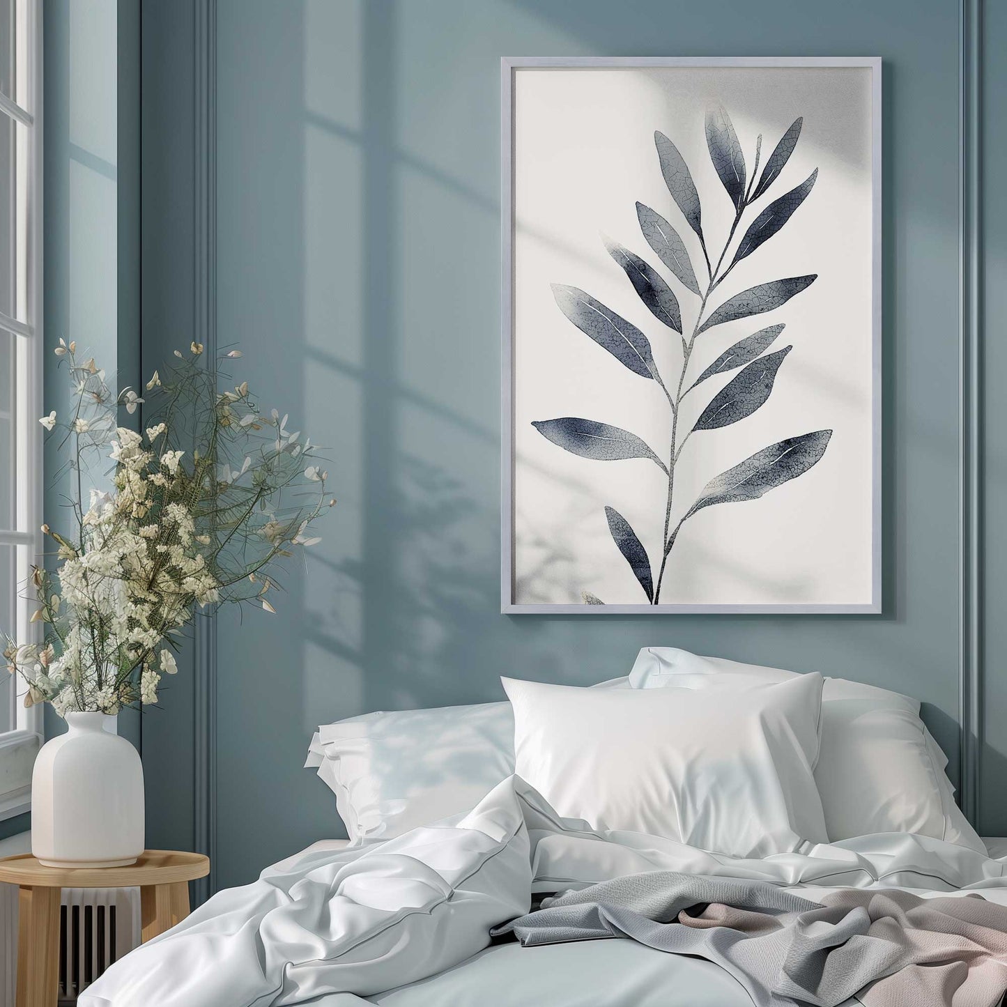 Soft Blue Leaves II Art Print