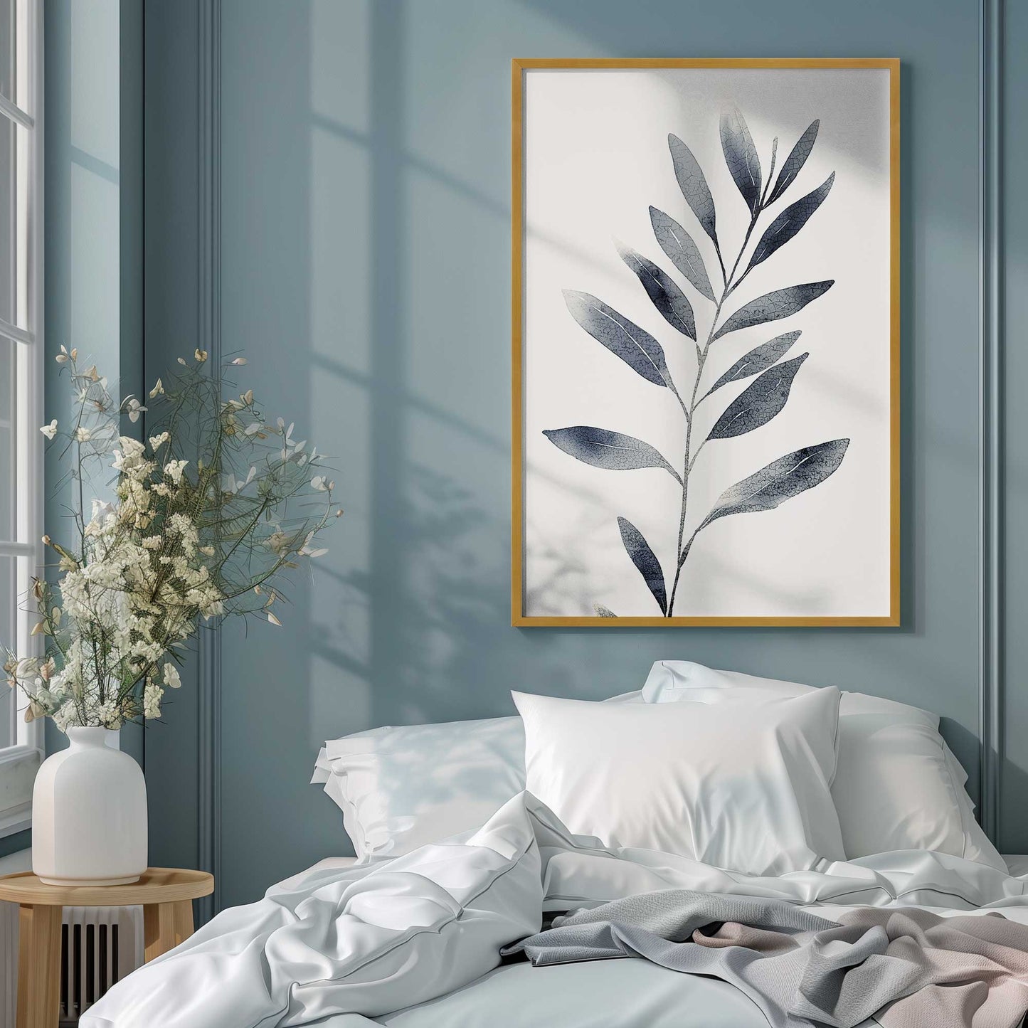 Soft Blue Leaves II Art Print