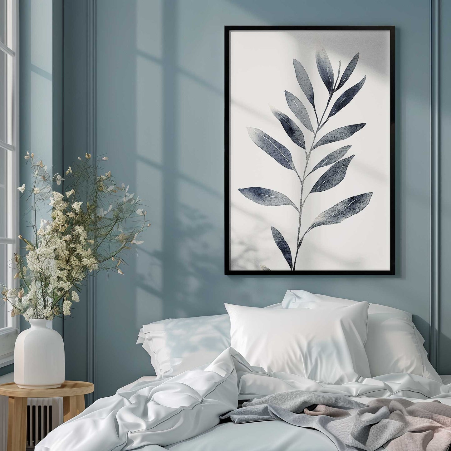 Soft Blue Leaves II Art Print