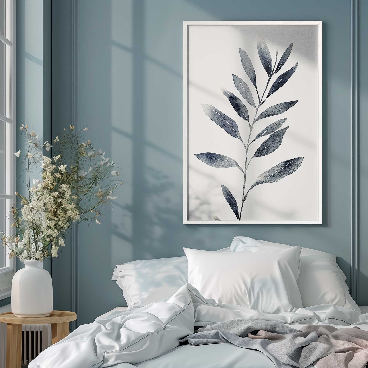 Soft Blue Leaves II Art Print