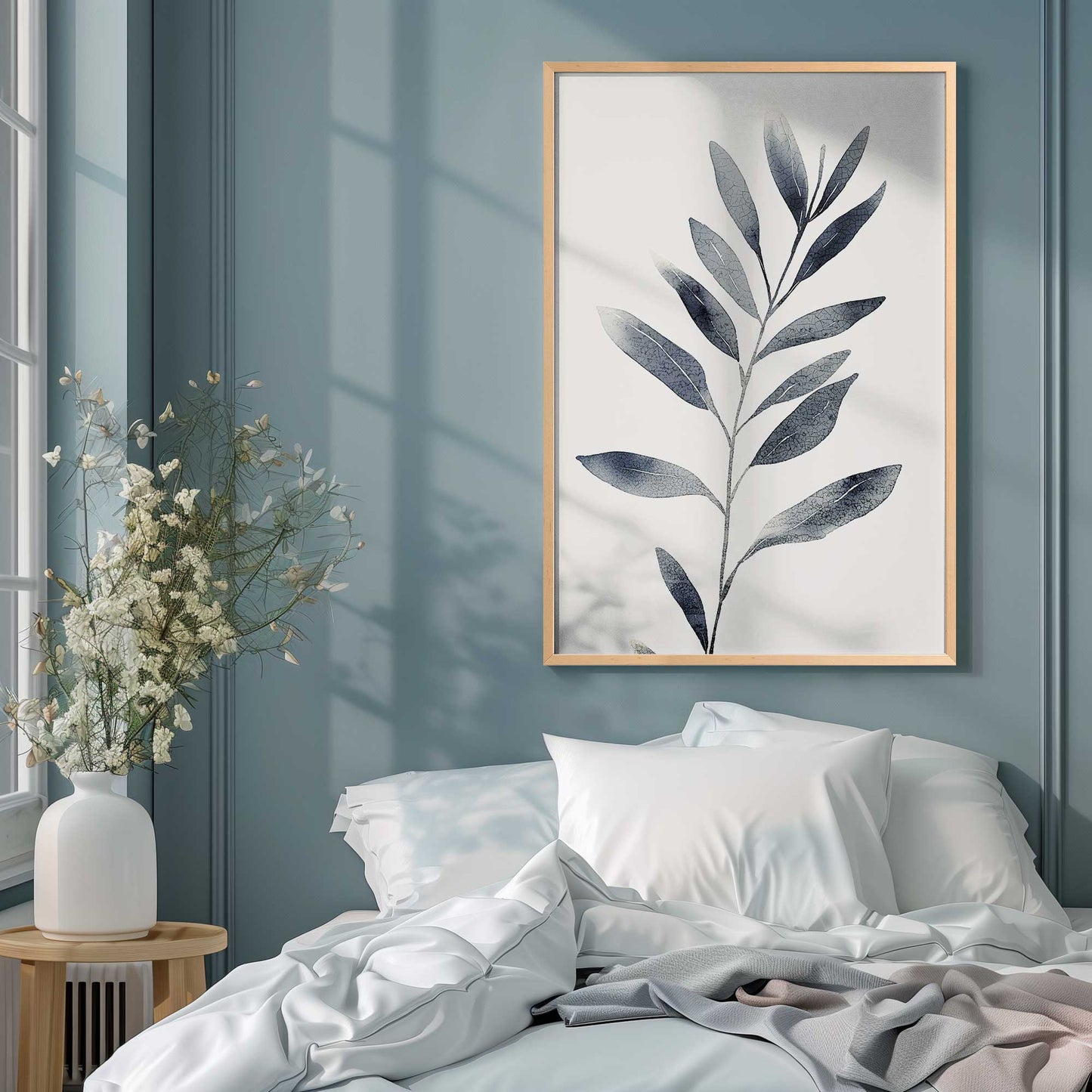 Soft Blue Leaves II Art Print