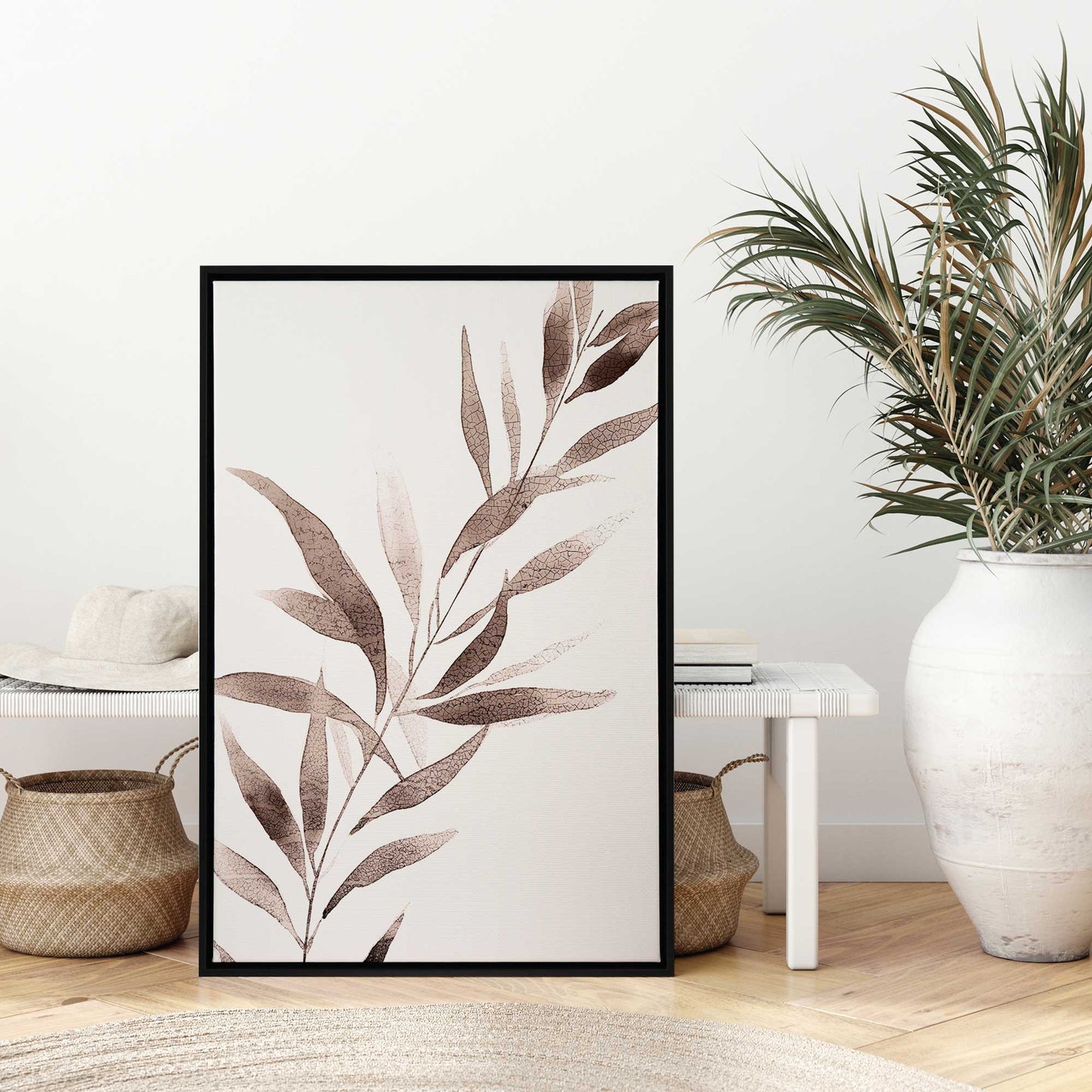 Soft Blush Leaves I Canvas Print