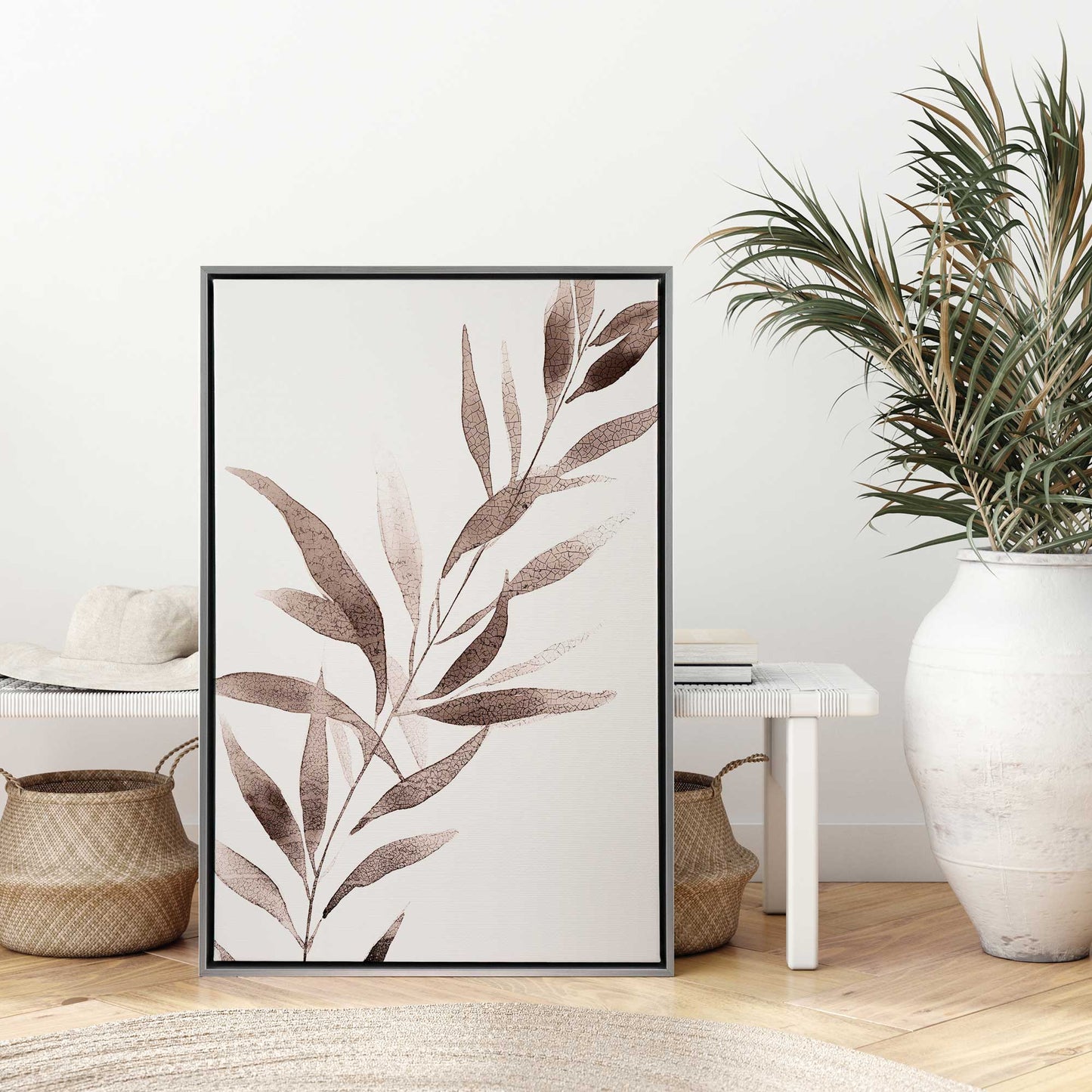 Soft Blush Leaves I Canvas Print