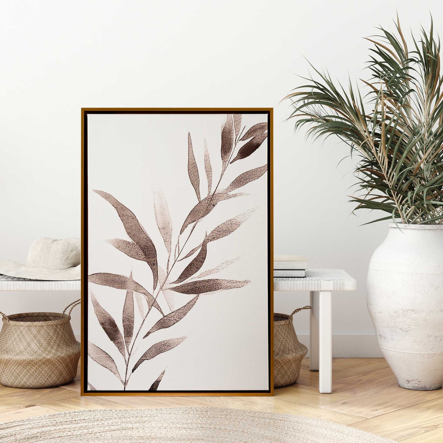 Soft Blush Leaves I Canvas Print