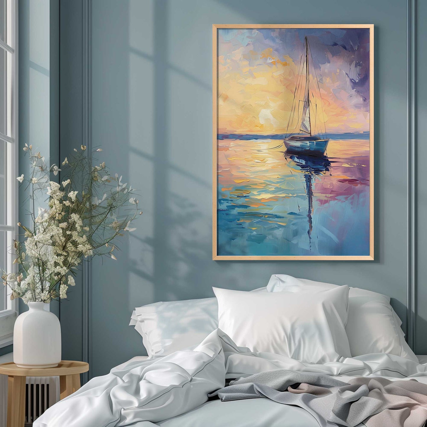 Bright Sunset Sailboat Art Print
