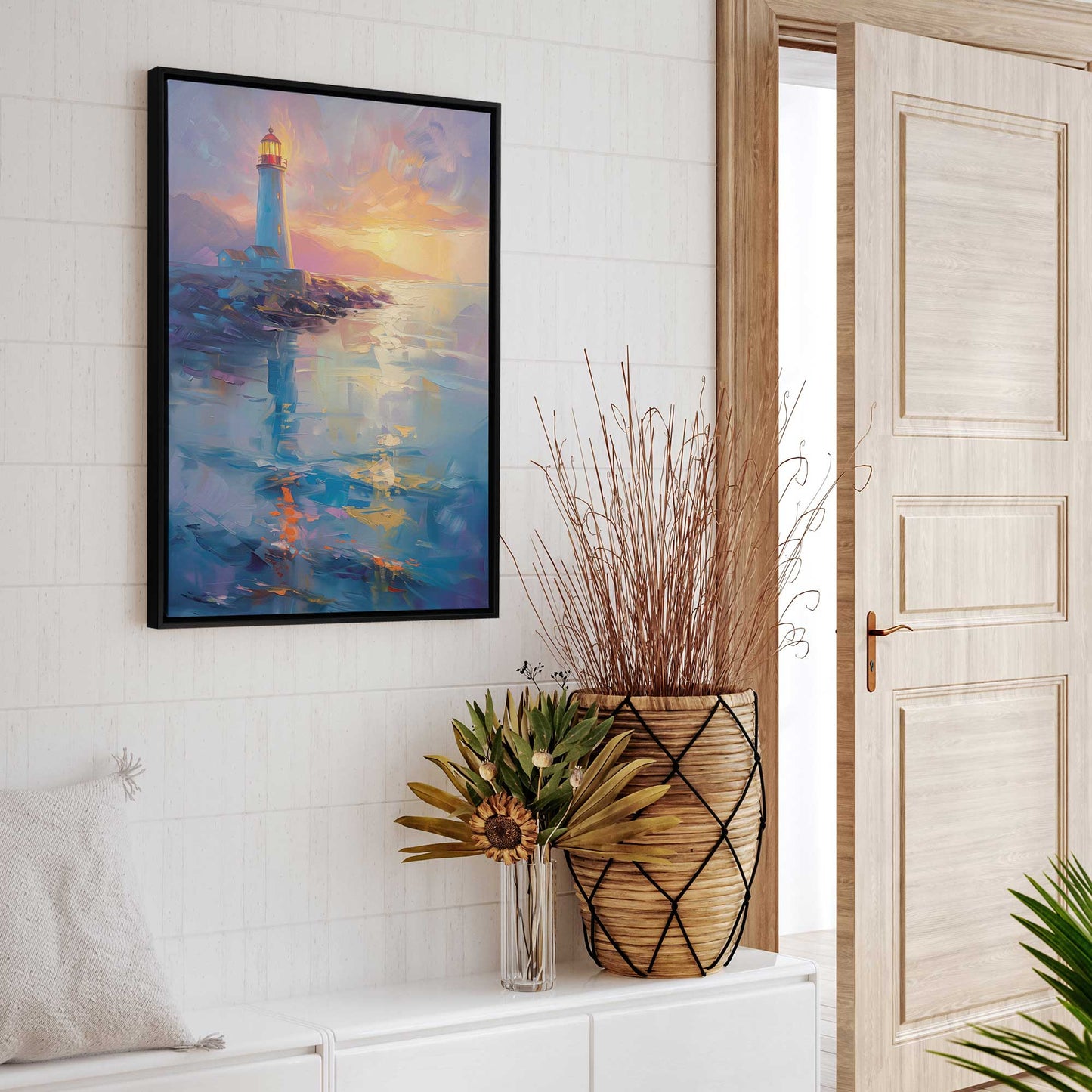 Bright Sunset Lighthouse Canvas Print